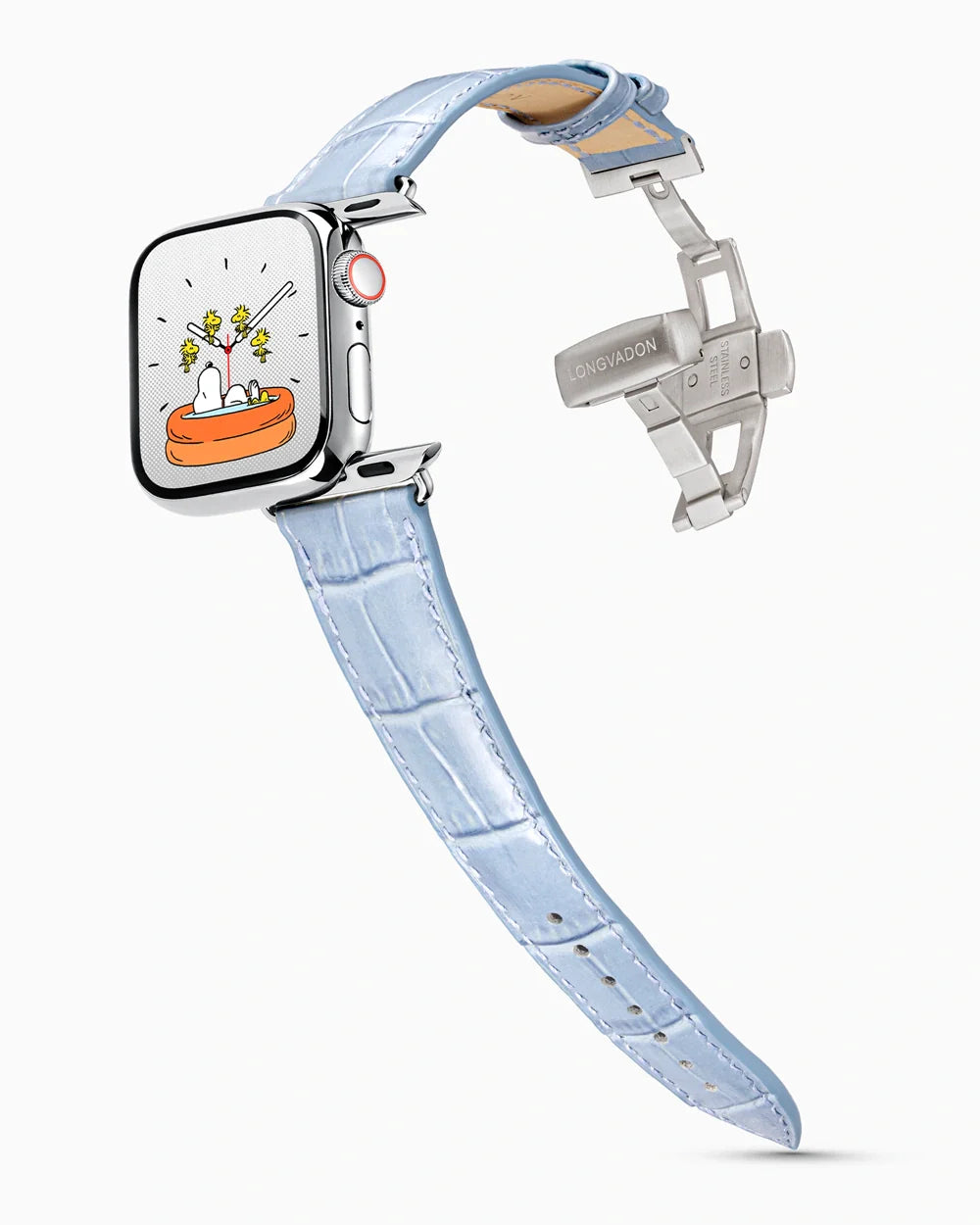 Caiman Series 3 luxury Apple Watch leather band on a Series 9 Apple Watch