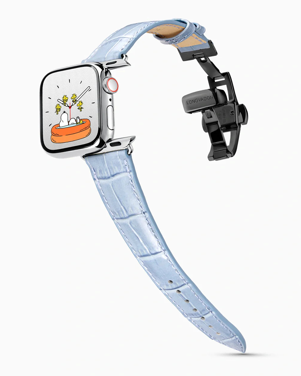 Caiman Series 3 luxury Apple Watch leather band on a Series 9 Apple Watch