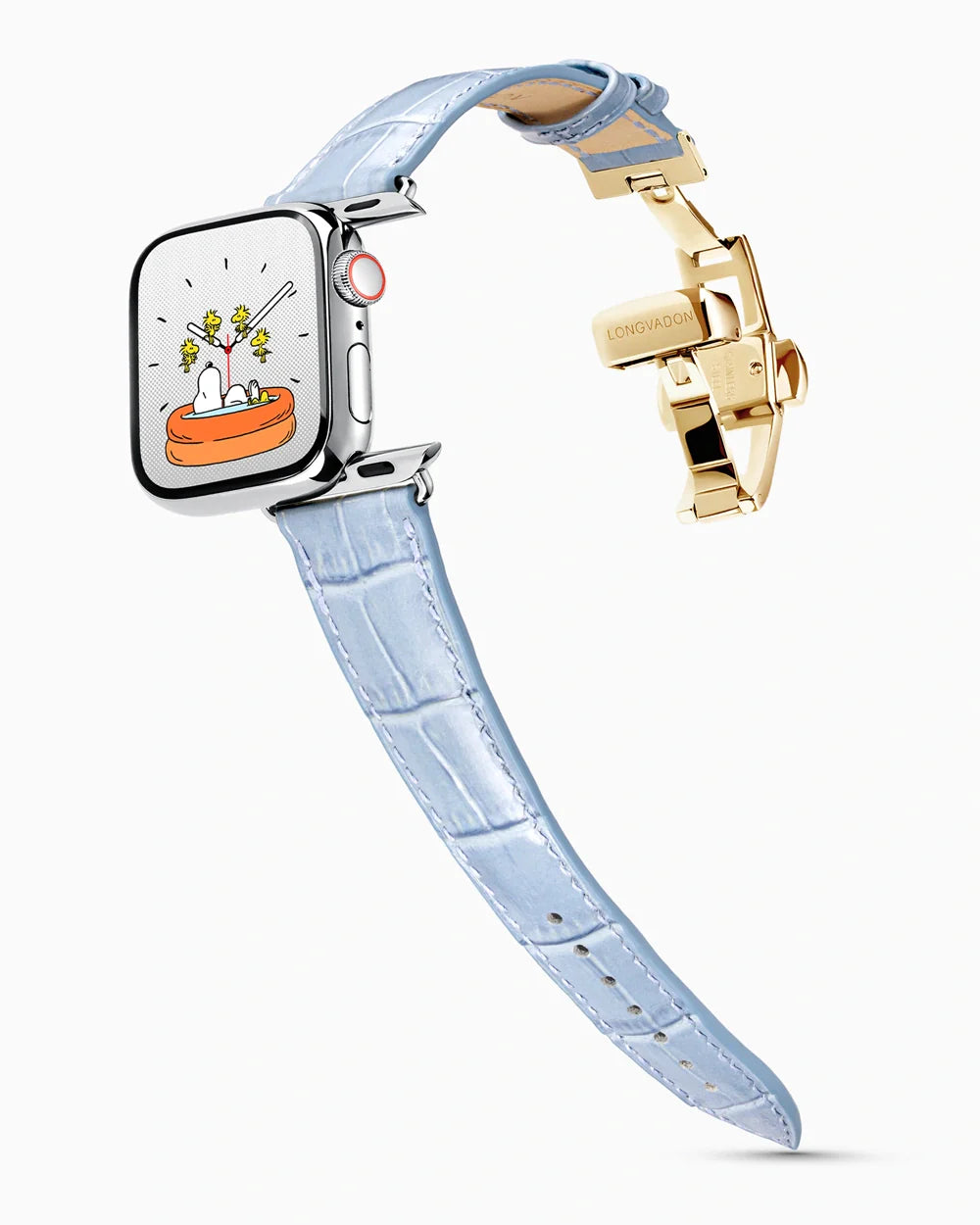 Caiman Series 3 luxury Apple Watch leather band on a Series 9 Apple Watch