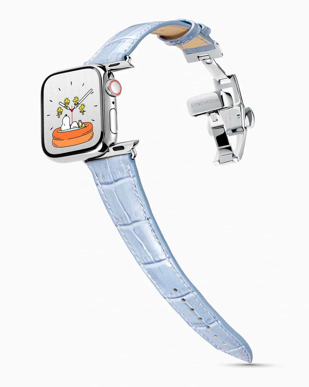 Caiman Series 3 luxury Apple Watch leather band on a Series 9 Apple Watch