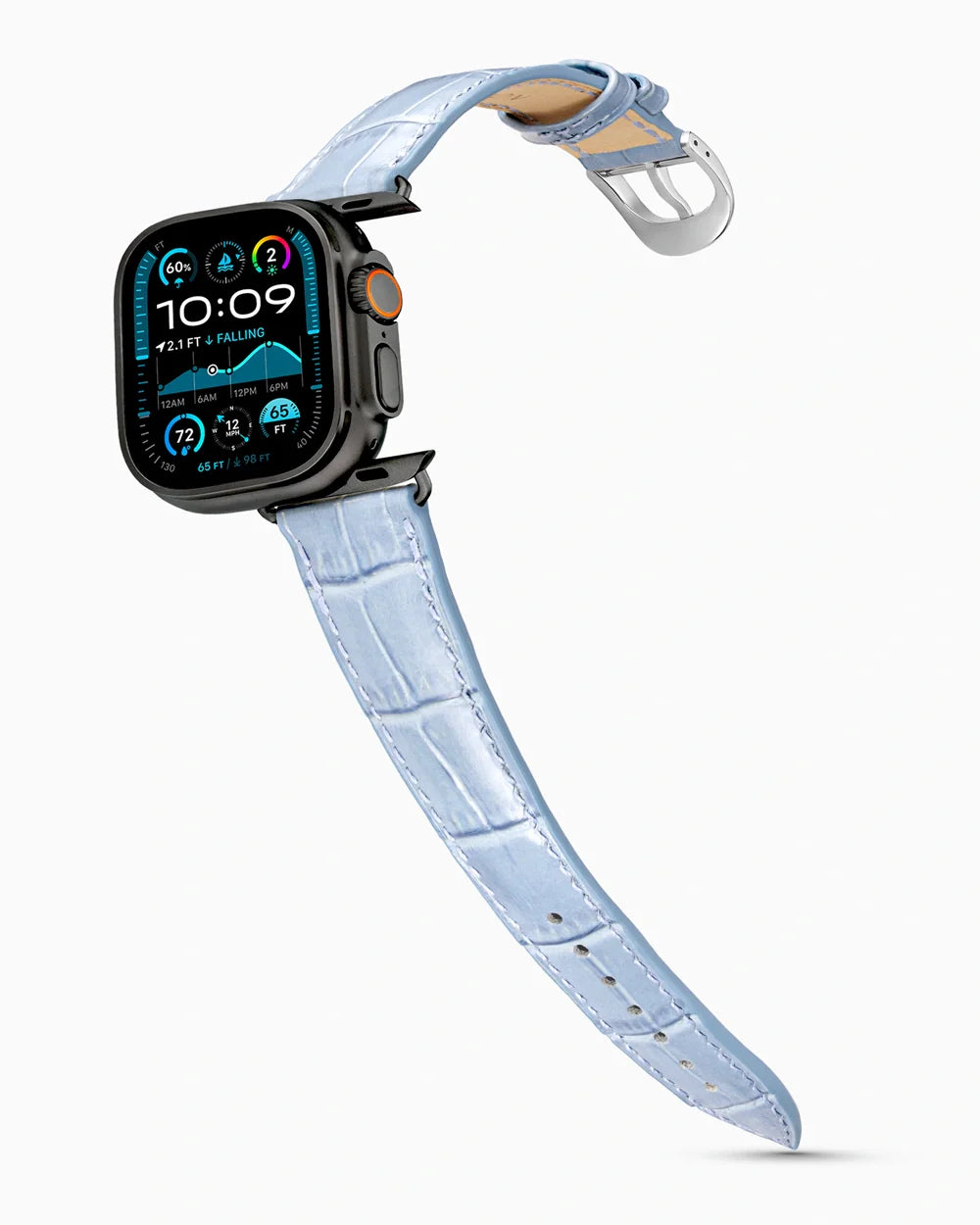 Caiman Series 3 luxury Apple Watch leather band on an Apple Watch Ultra