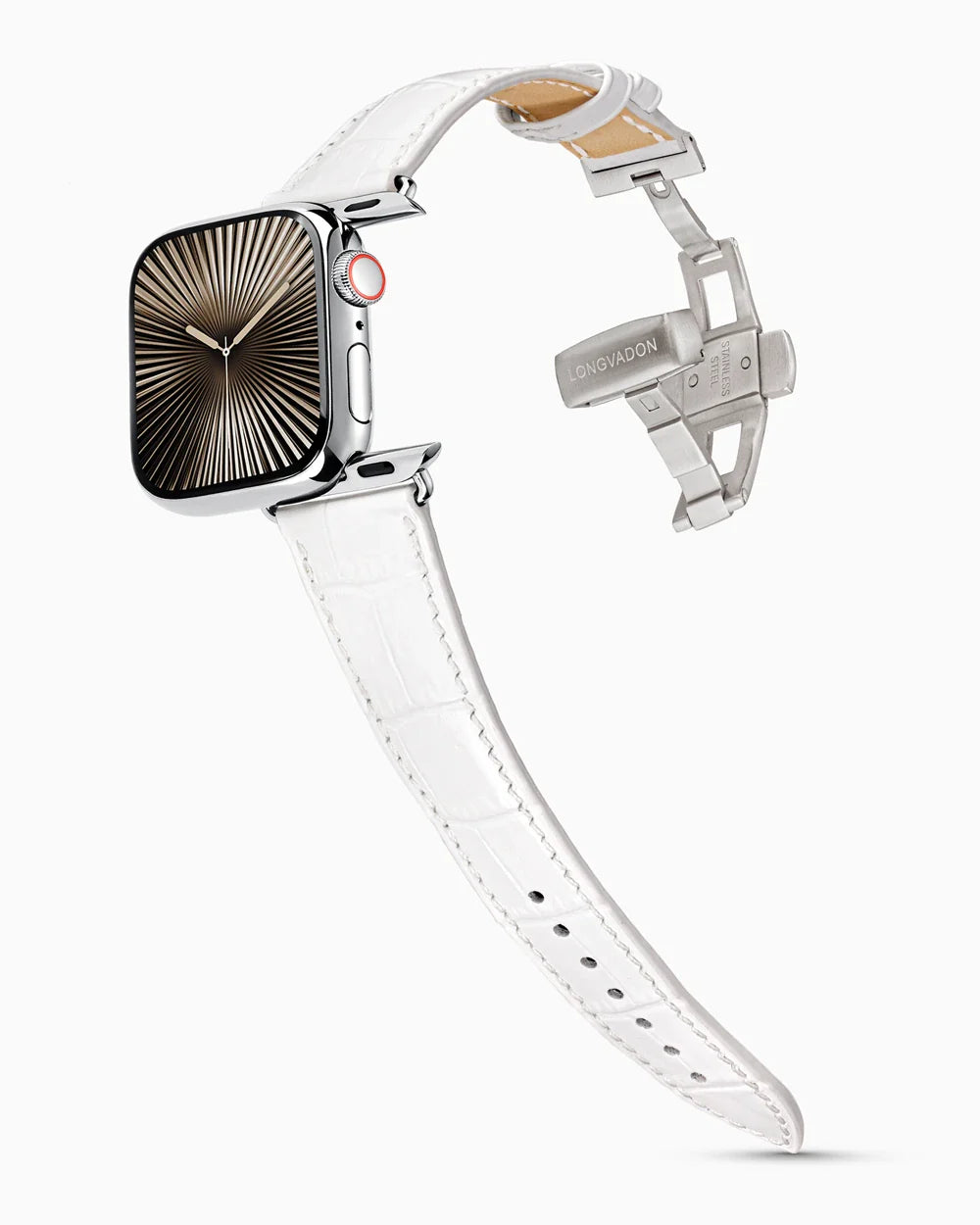 Caiman Series 3 luxury Apple Watch leather band on a Series 10 Apple Watch