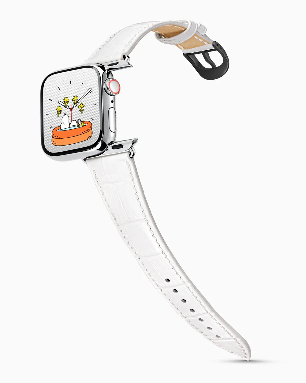 Caiman Series 3 luxury Apple Watch leather band on a Series 9 Apple Watch