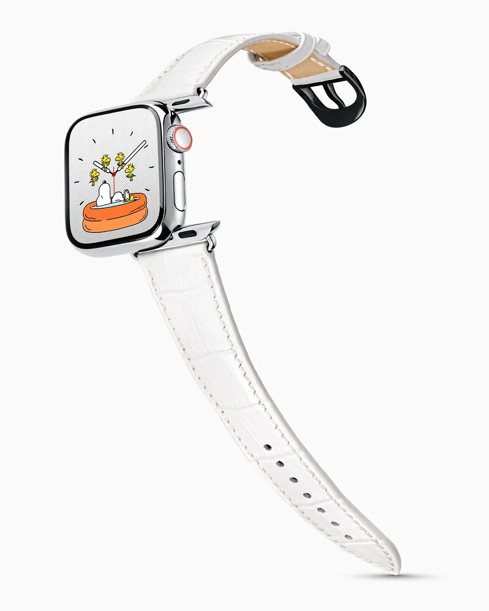 Caiman Series 3 luxury Apple Watch leather band on a Series 9 Apple Watch