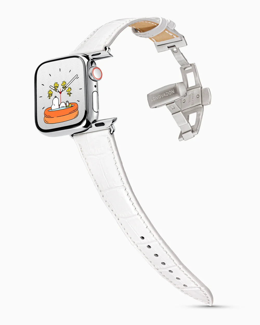 Caiman Series 3 luxury Apple Watch leather band on a Series 9 Apple Watch