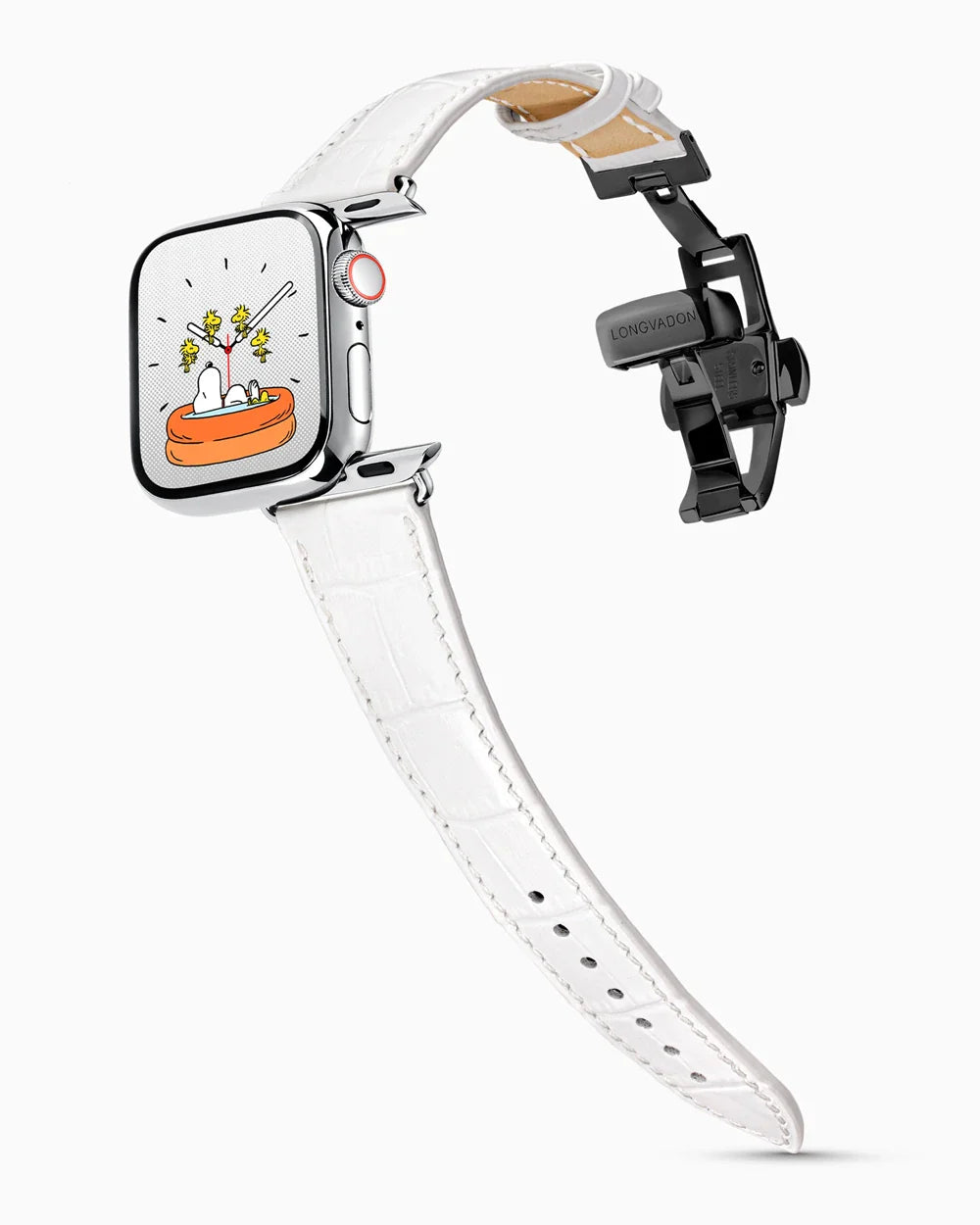 Caiman Series 3 luxury Apple Watch leather band on a Series 9 Apple Watch