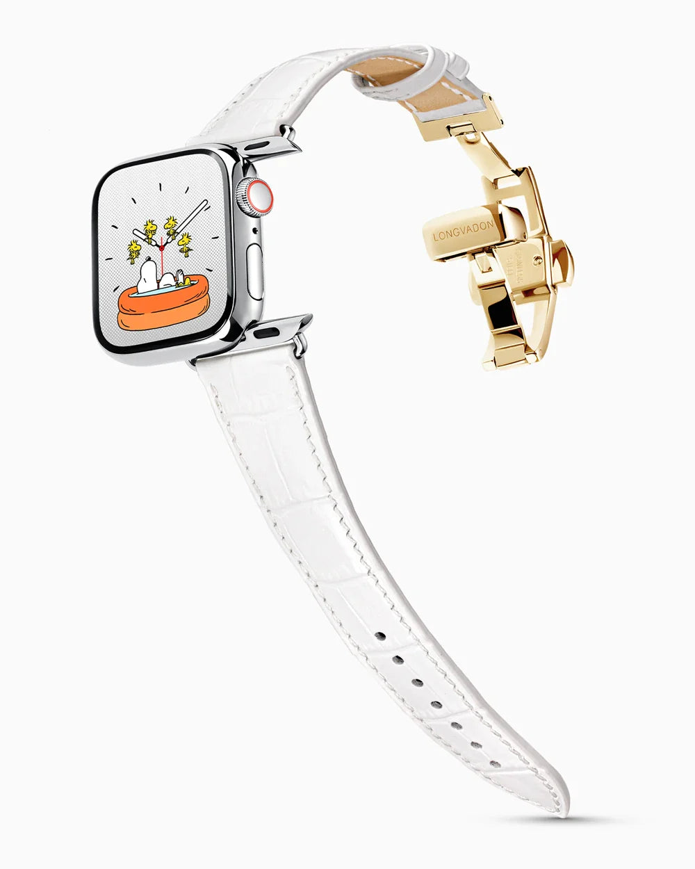 Caiman Series 3 luxury Apple Watch leather band on a Series 9 Apple Watch