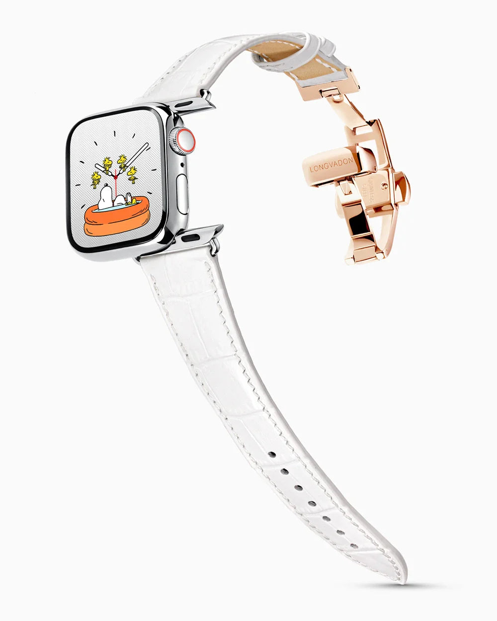 Caiman Series 3 luxury Apple Watch leather band on a Series 9 Apple Watch