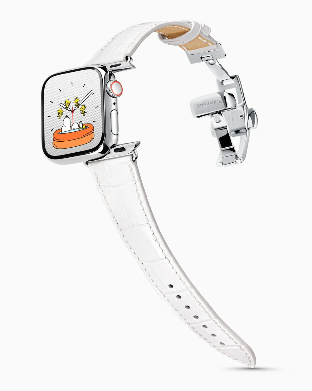 Caiman Series 3 luxury Apple Watch leather band on a Series 9 Apple Watch