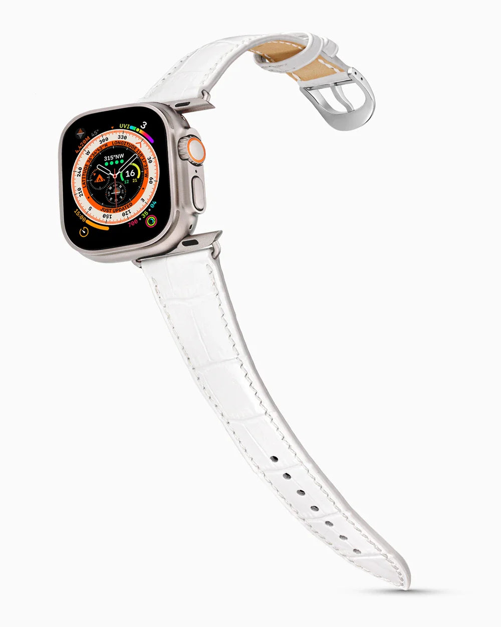 Caiman Series 3 luxury Apple Watch leather band on an Apple Watch Ultra