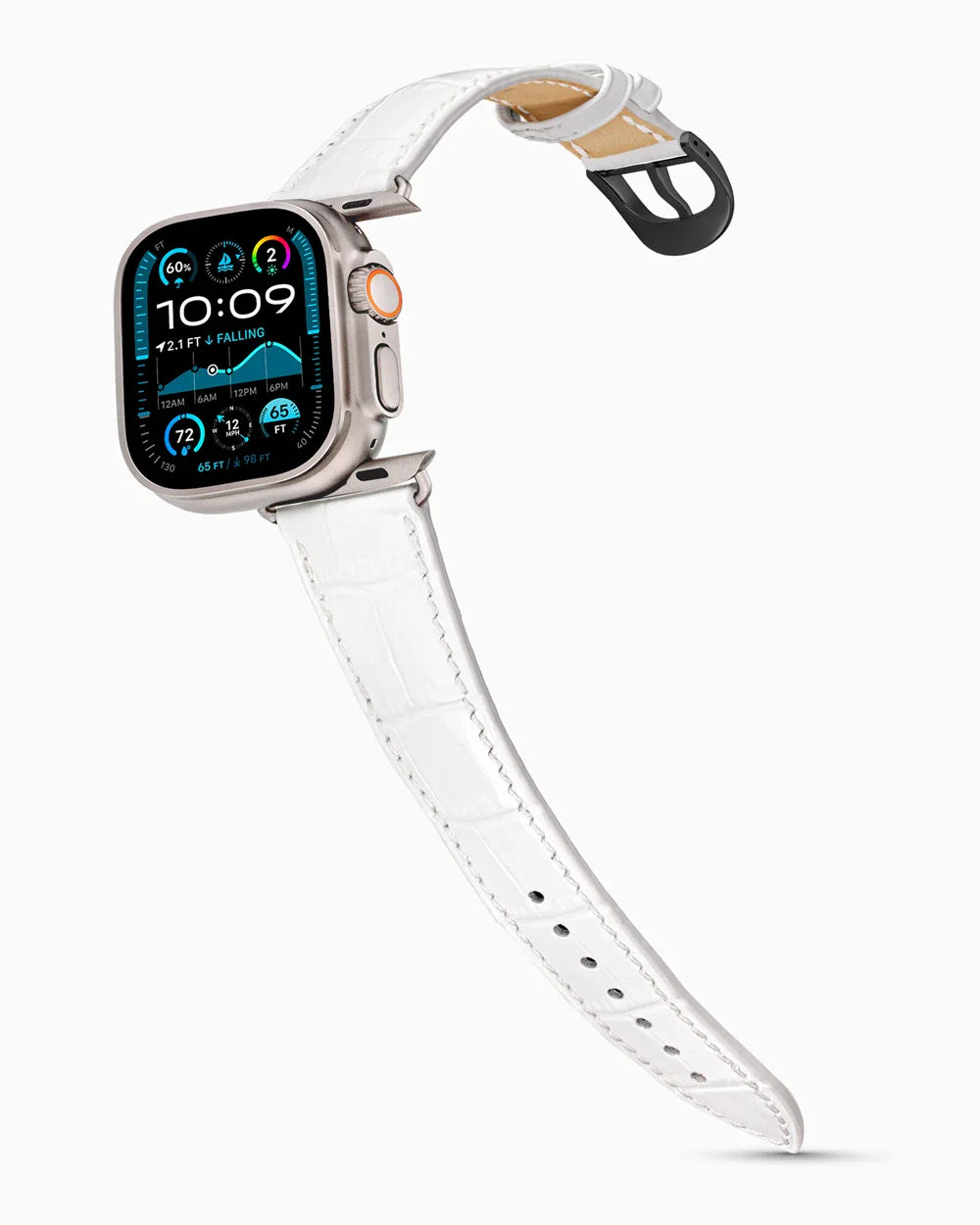 Caiman Series 3 luxury Apple Watch leather band on an Apple Watch Ultra