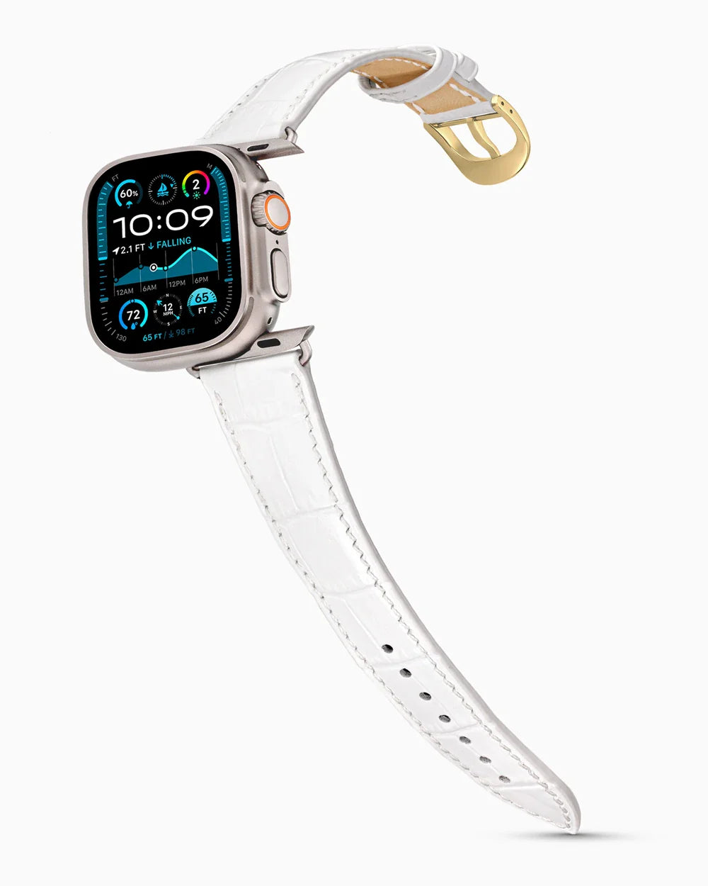 Caiman Series 3 luxury Apple Watch leather band on an Apple Watch Ultra