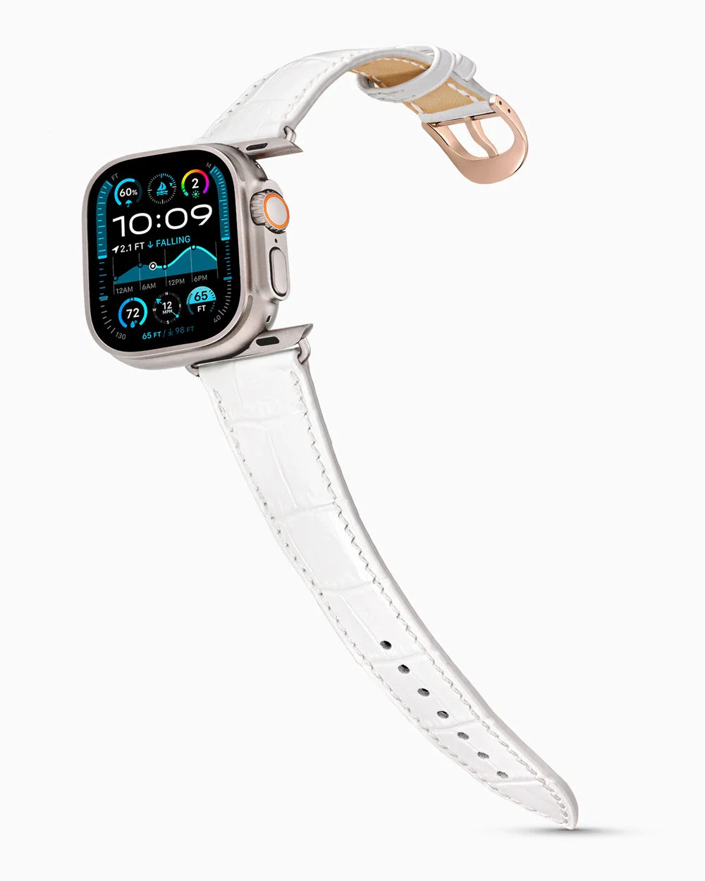 Caiman Series 3 luxury Apple Watch leather band on an Apple Watch Ultra