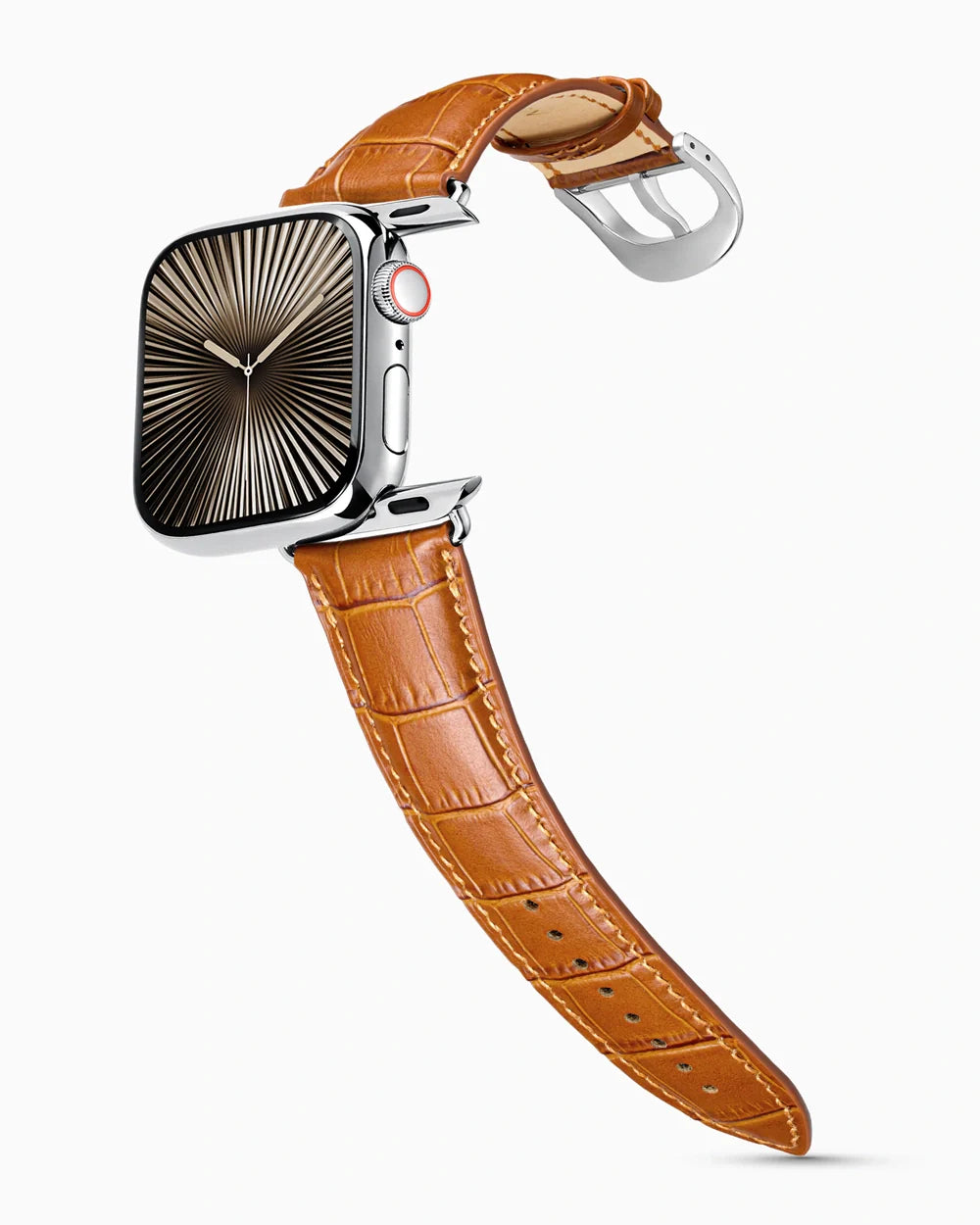 Caiman Series 3 luxury Apple Watch leather band on a Series 10 Apple Watch