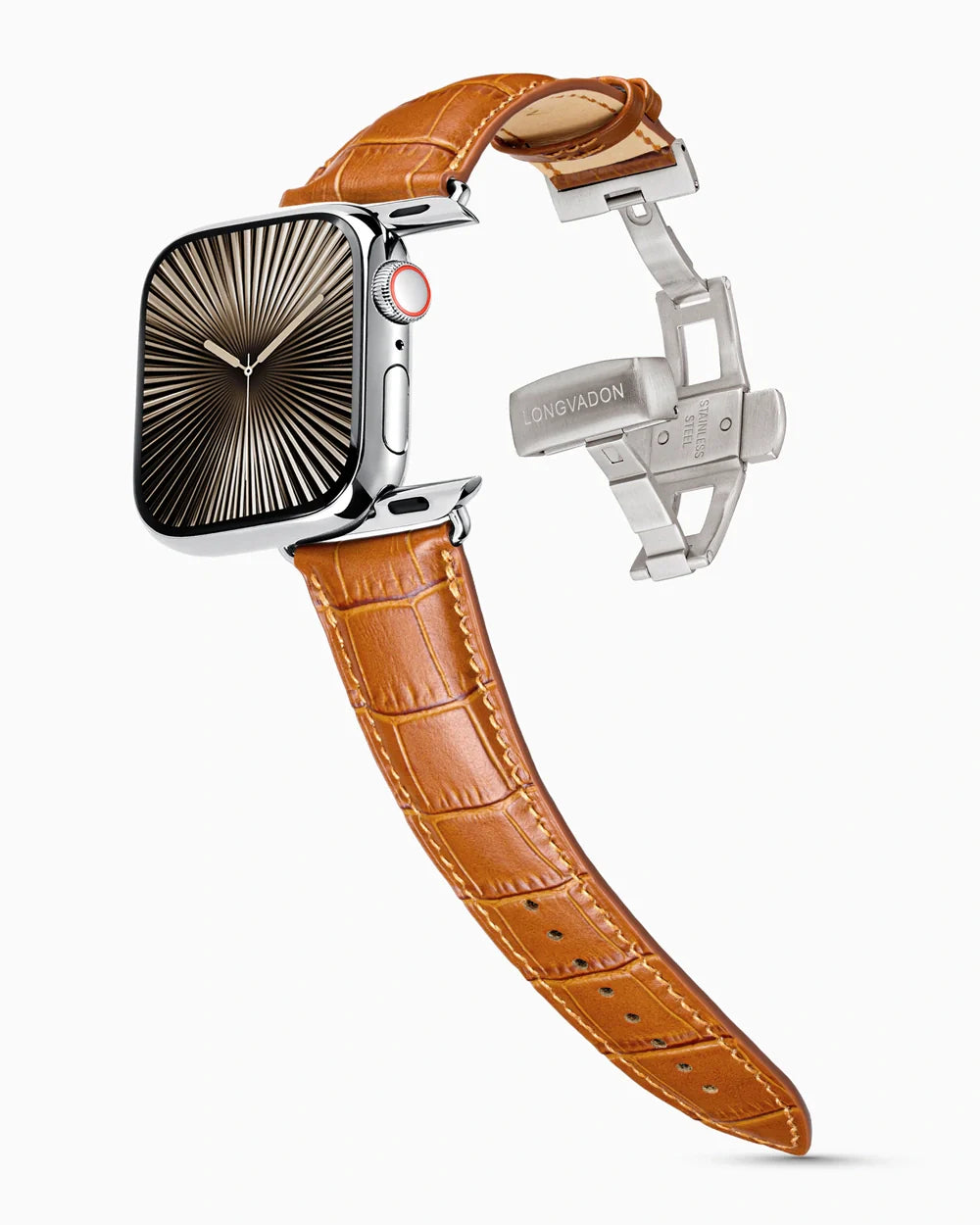 Caiman Series 3 luxury Apple Watch leather band on a Series 10 Apple Watch