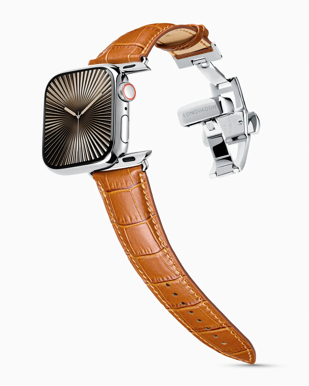 Caiman Series 3 luxury Apple Watch leather band on a Series 10 Apple Watch