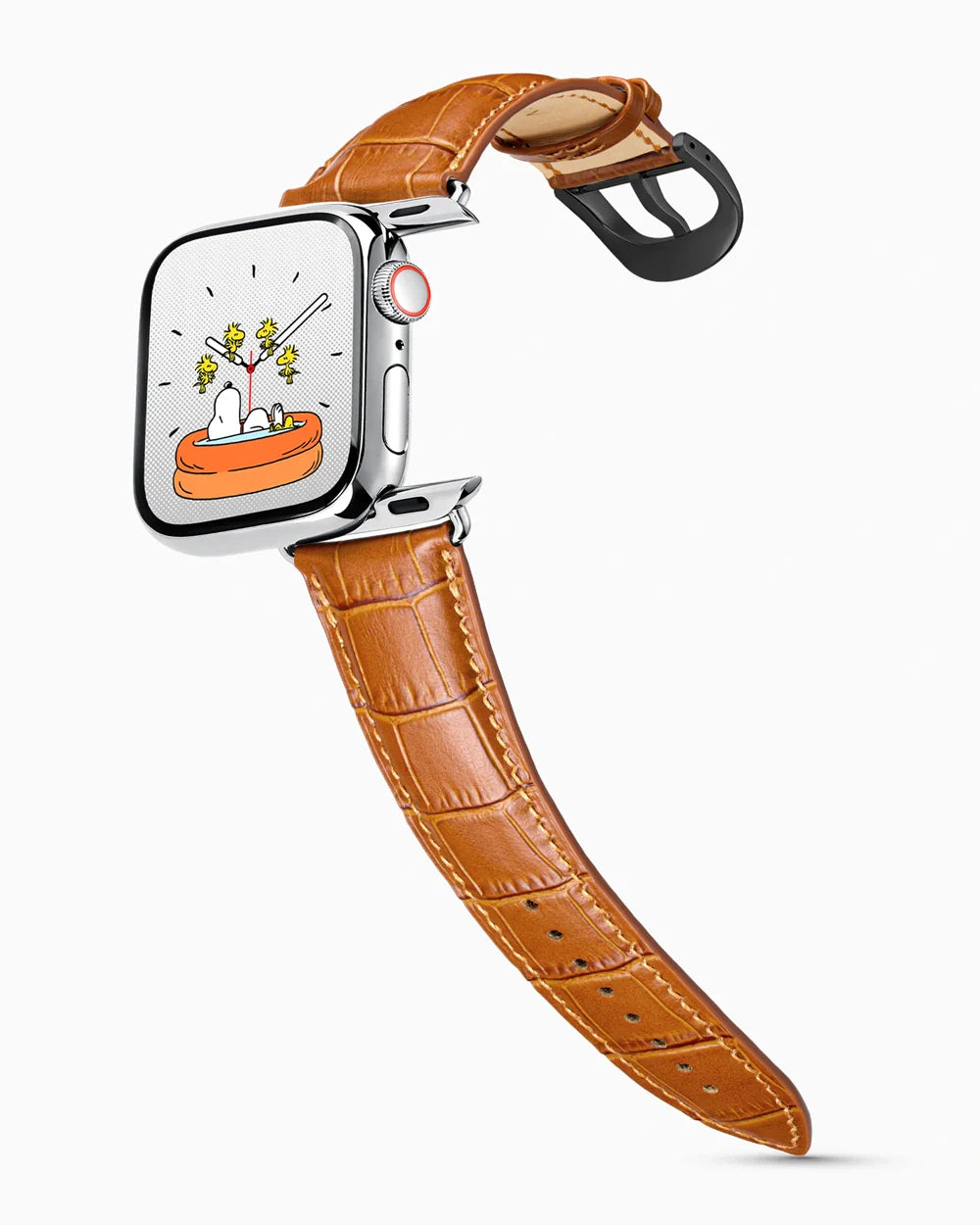 Caiman Series 3 luxury Apple Watch leather band on a Series 9 Apple Watch