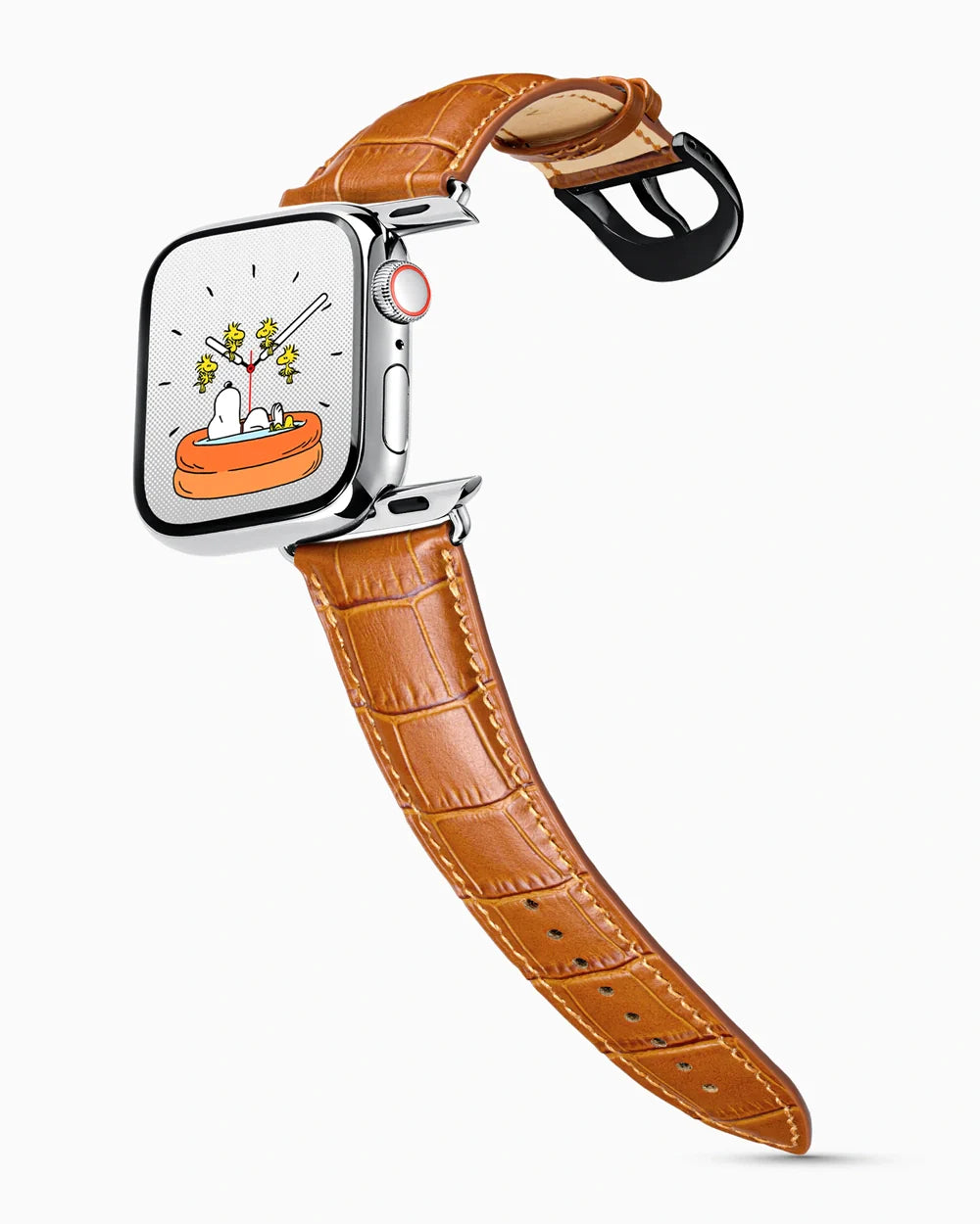 Caiman Series 3 luxury Apple Watch leather band on a Series 9 Apple Watch