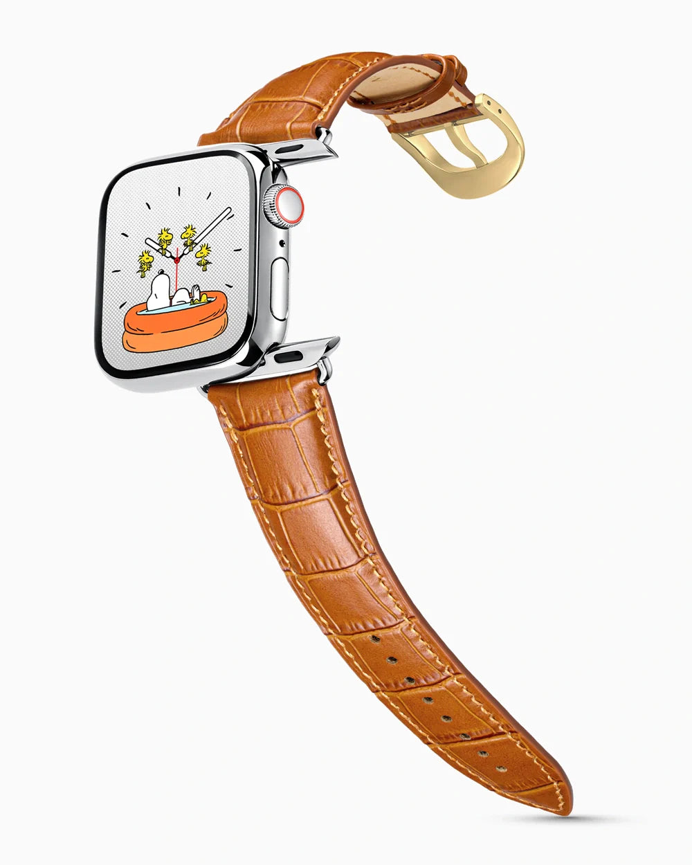 Caiman Series 3 luxury Apple Watch leather band on a Series 9 Apple Watch