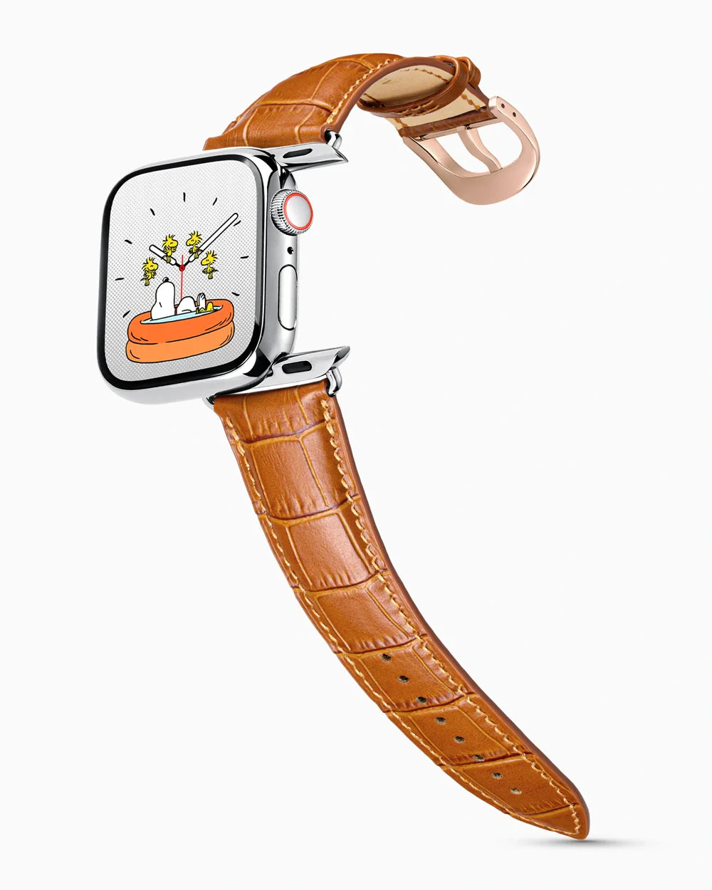 Caiman Series 3 luxury Apple Watch leather band on a Series 9 Apple Watch