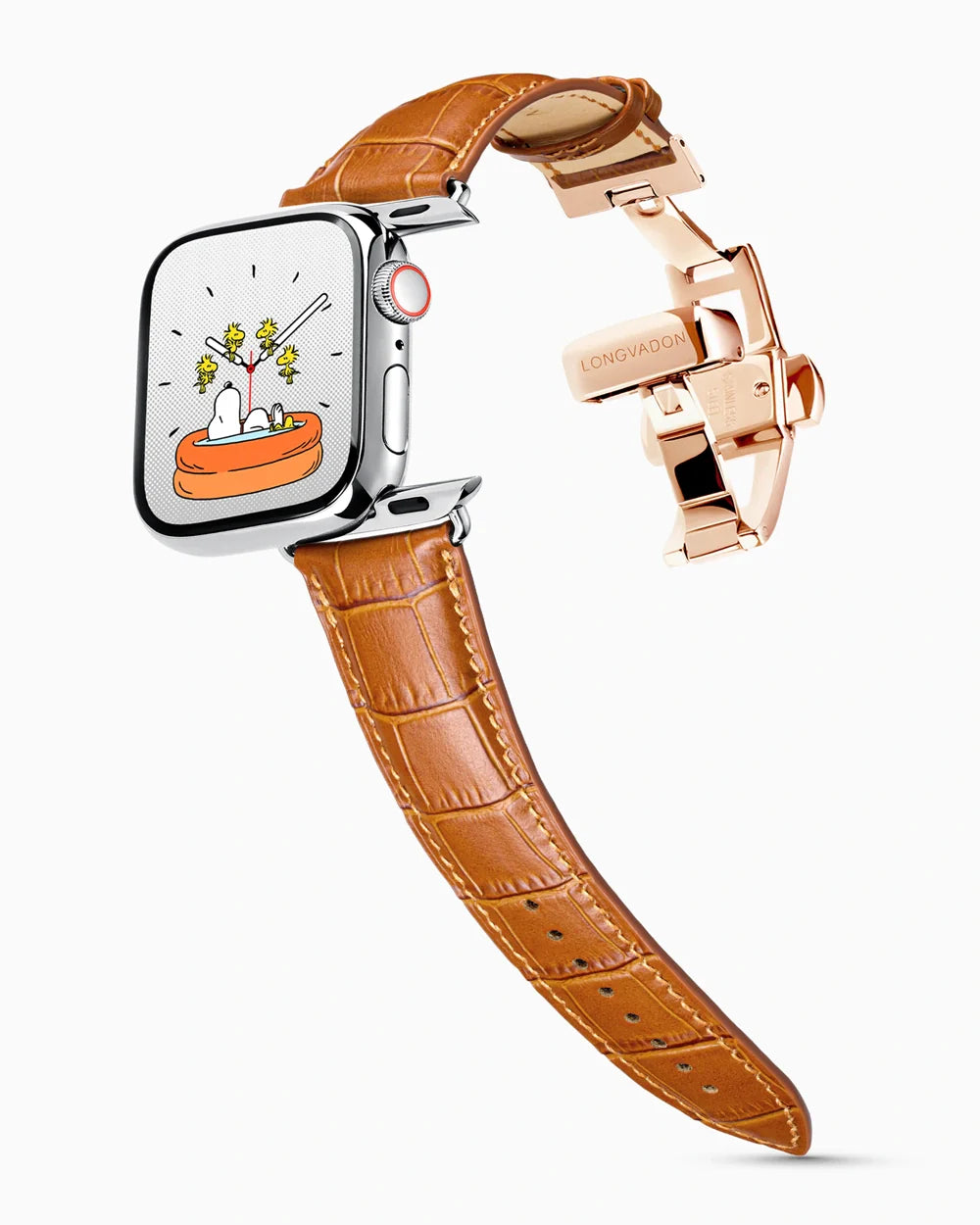 Caiman Series 3 luxury Apple Watch leather band on a Series 9 Apple Watch