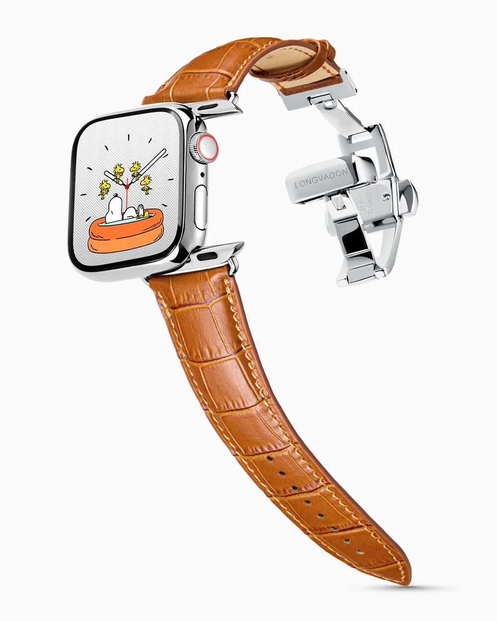 Caiman Series 3 luxury Apple Watch leather band on a Series 9 Apple Watch