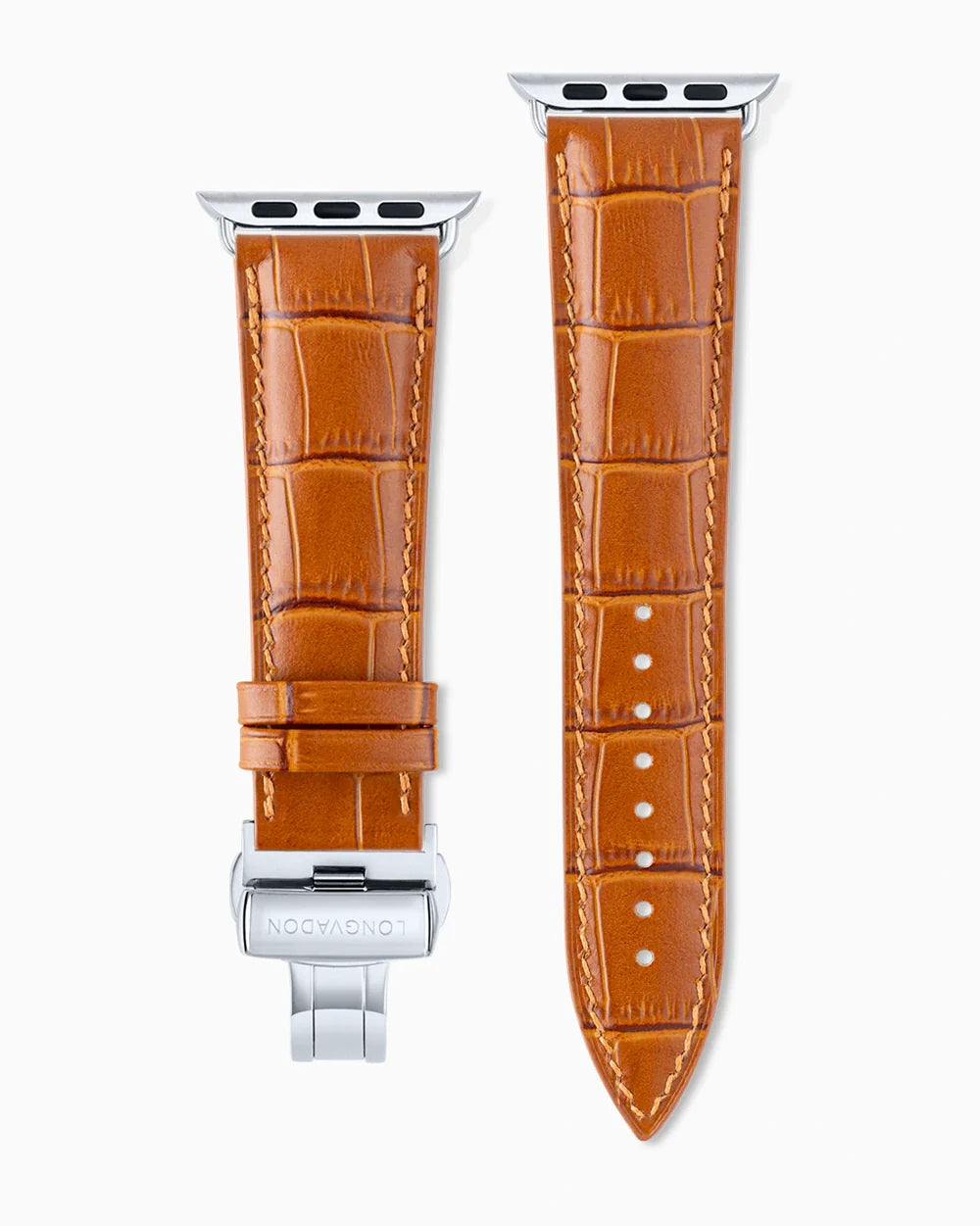Caiman Series 3 luxury Apple Watch leather band straight from above