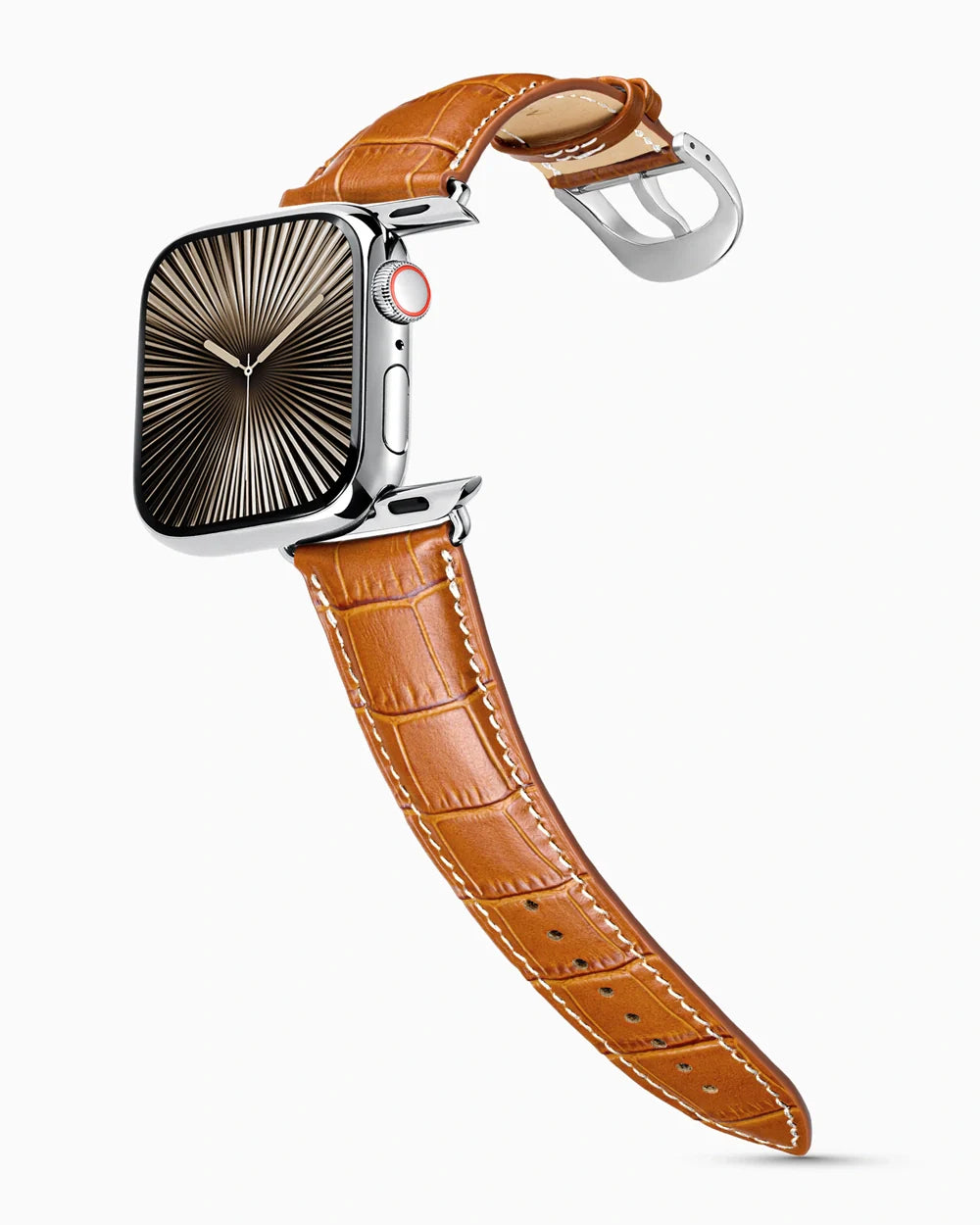 Caiman Series 3 luxury Apple Watch leather band on a Series 10 Apple Watch