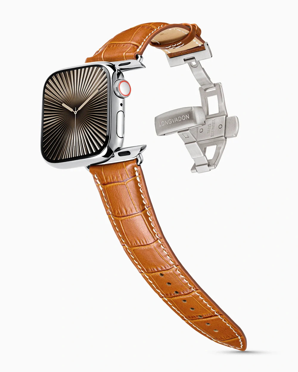 Caiman Series 3 luxury Apple Watch leather band on a Series 10 Apple Watch