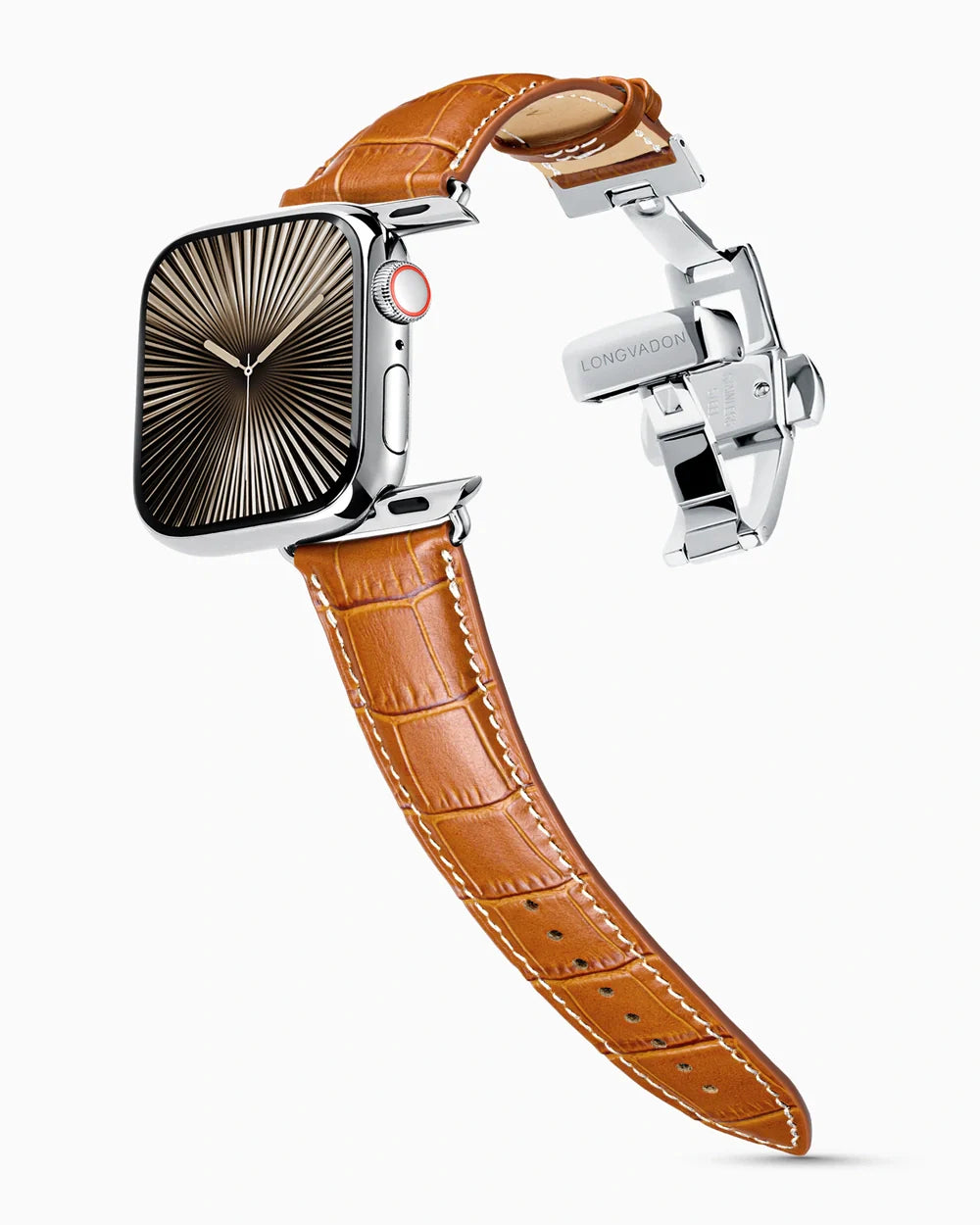 Caiman Series 3 luxury Apple Watch leather band on a Series 10 Apple Watch