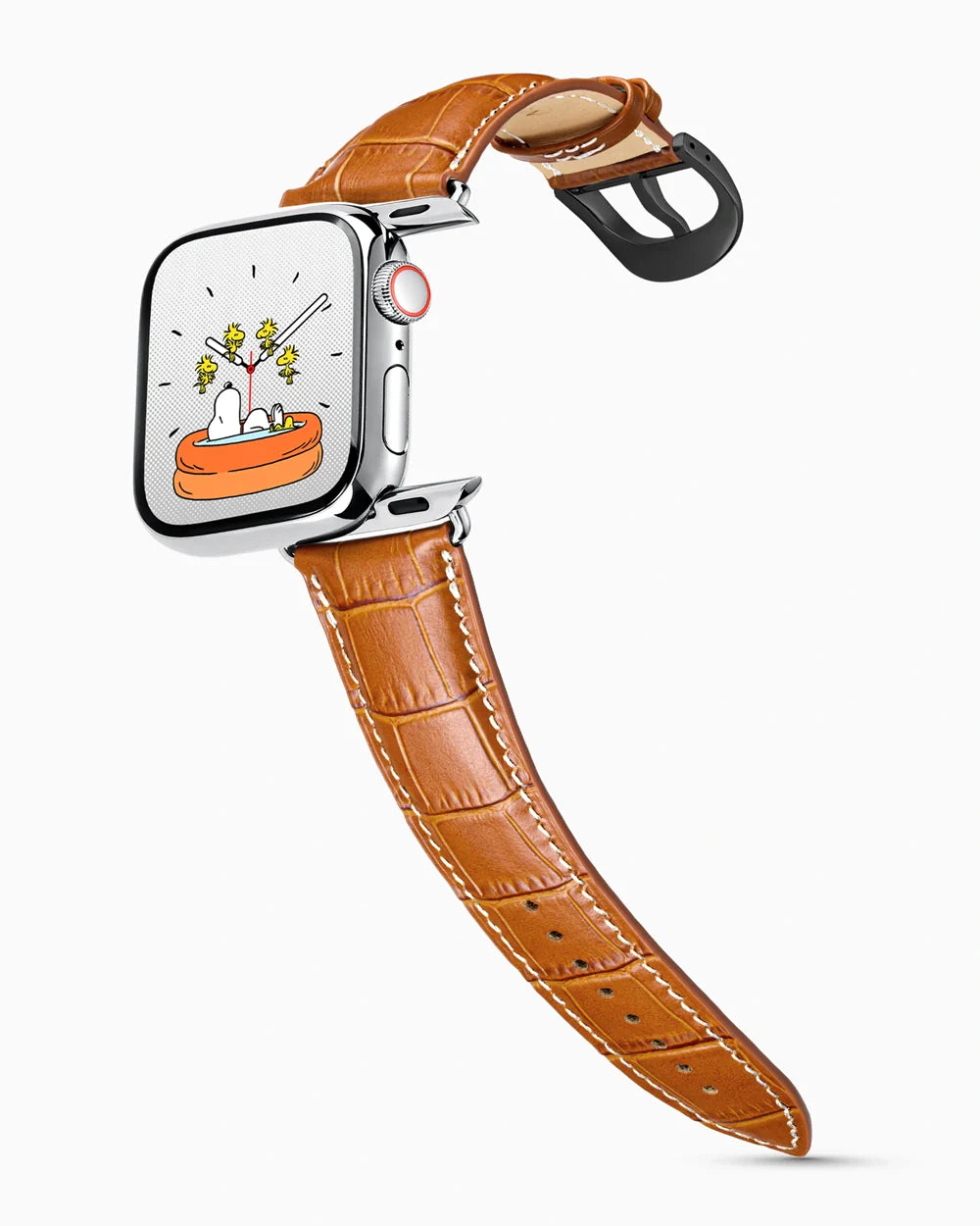 Caiman Series 3 luxury Apple Watch leather band on a Series 9 Apple Watch