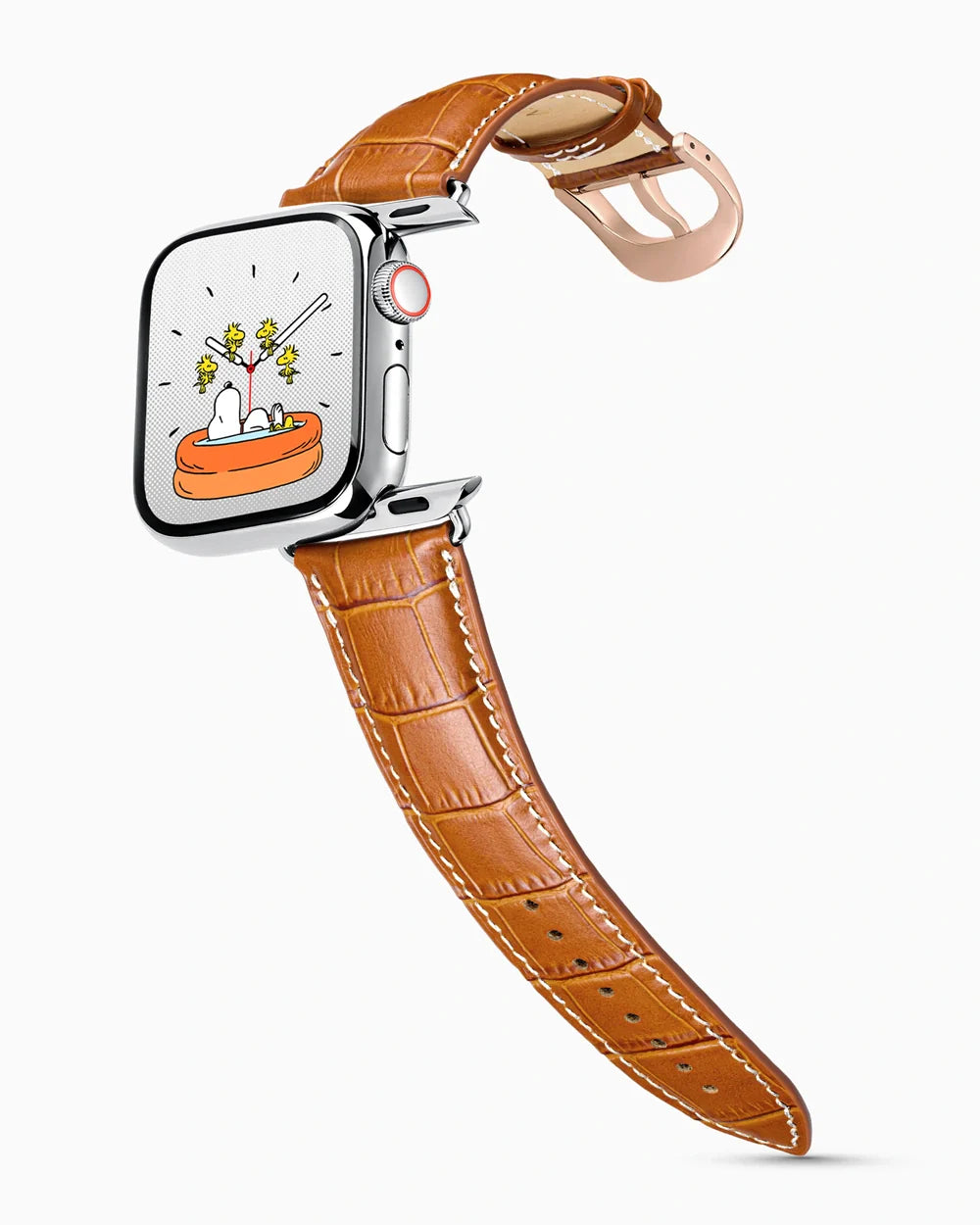 Caiman Series 3 luxury Apple Watch leather band on a Series 9 Apple Watch