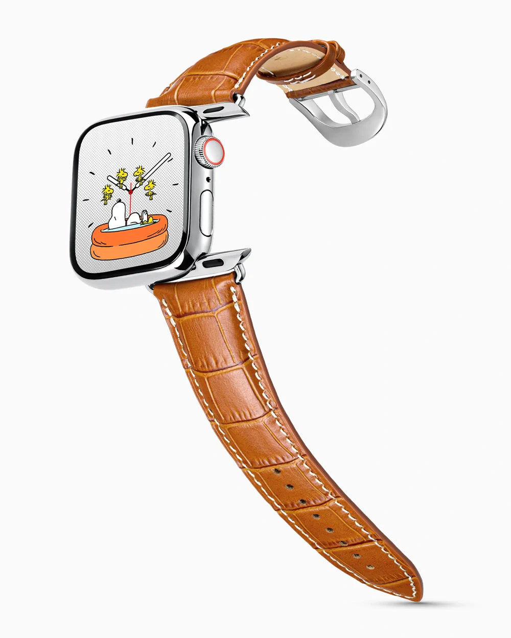 Caiman Series 3 luxury Apple Watch leather band on a Series 9 Apple Watch