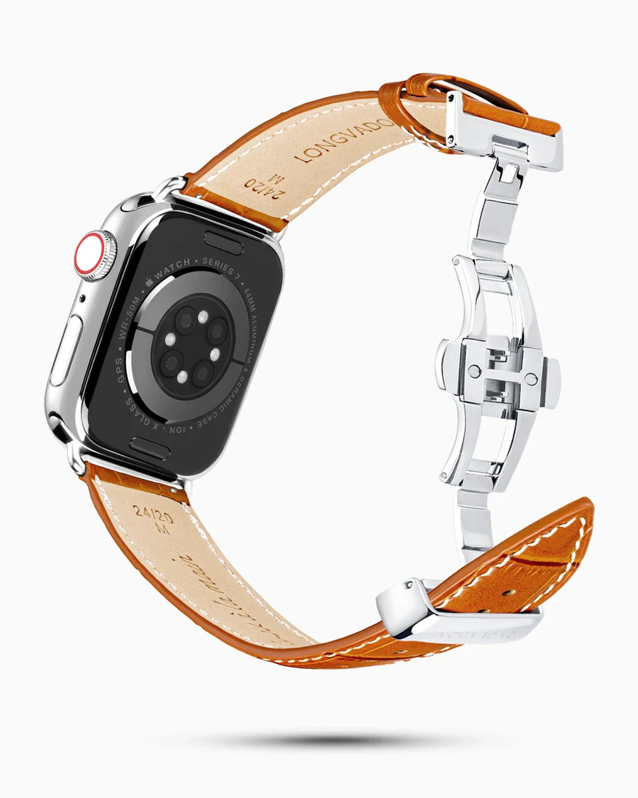 Caiman Series 3 luxury Apple Watch leather band circular image