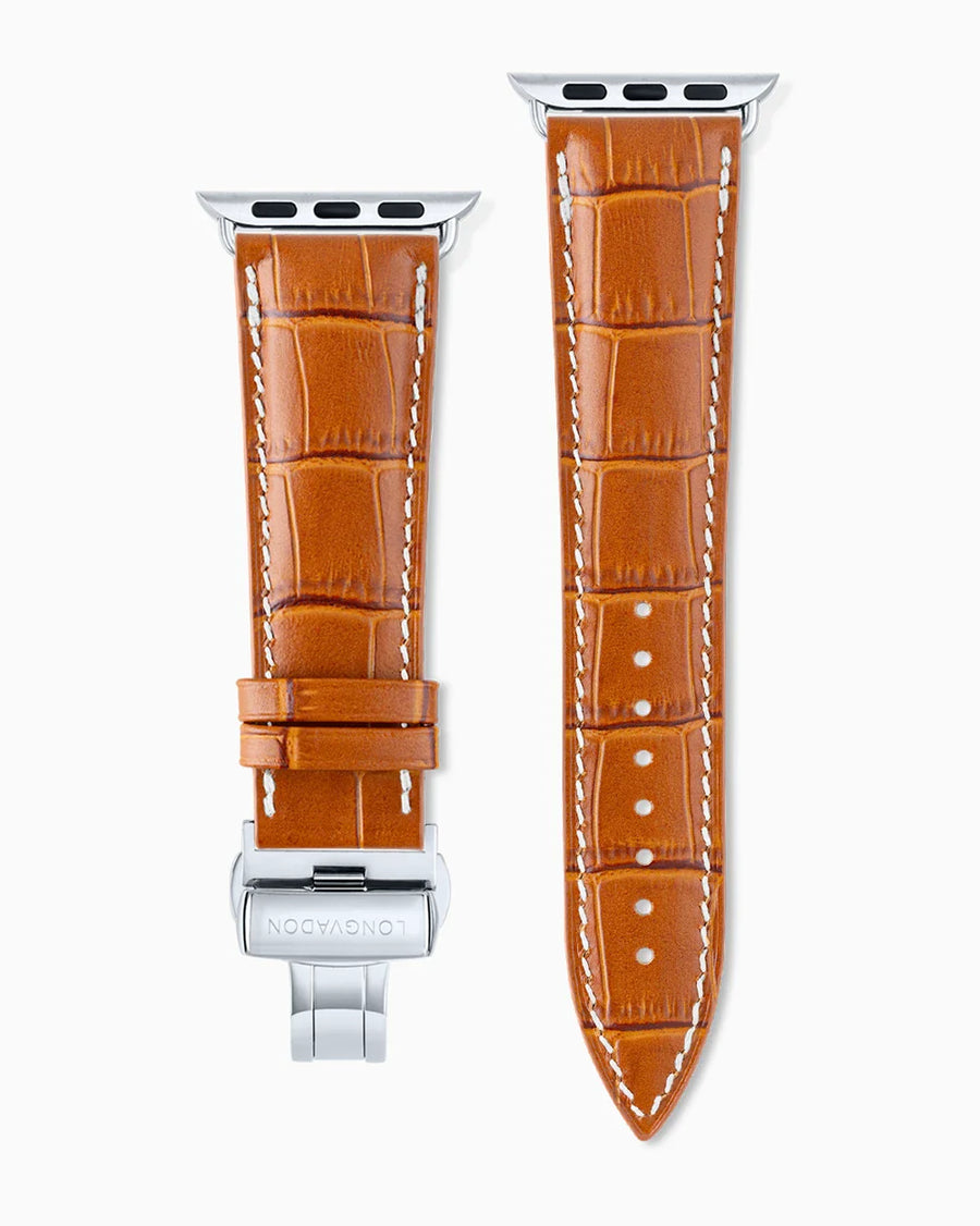 Caiman Series 3 luxury Apple Watch leather band straight from above