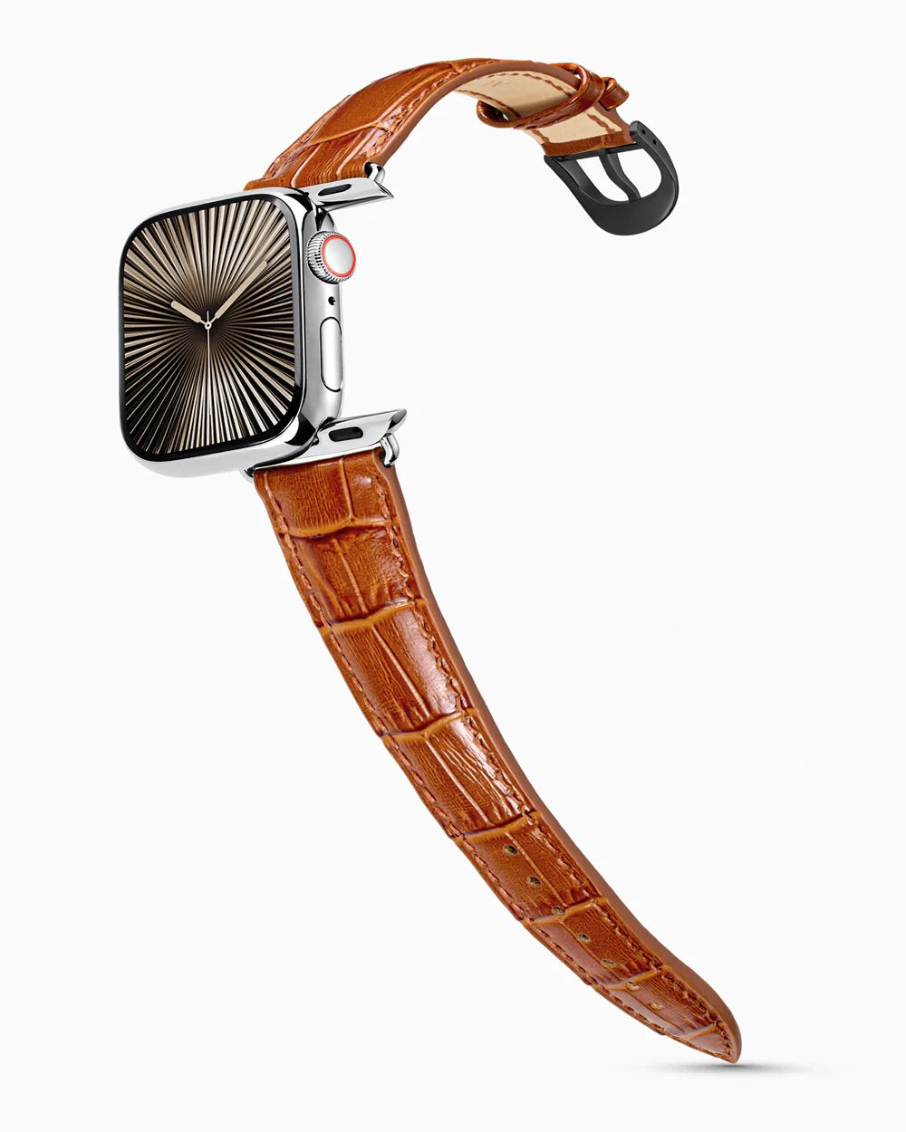 Caiman Series 3 luxury Apple Watch leather band on a Series 10 Apple Watch