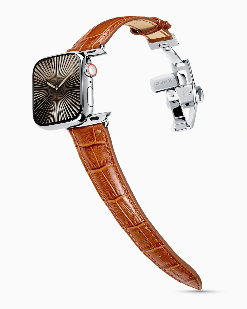 Caiman Series 3 luxury Apple Watch leather band on a Series 10 Apple Watch