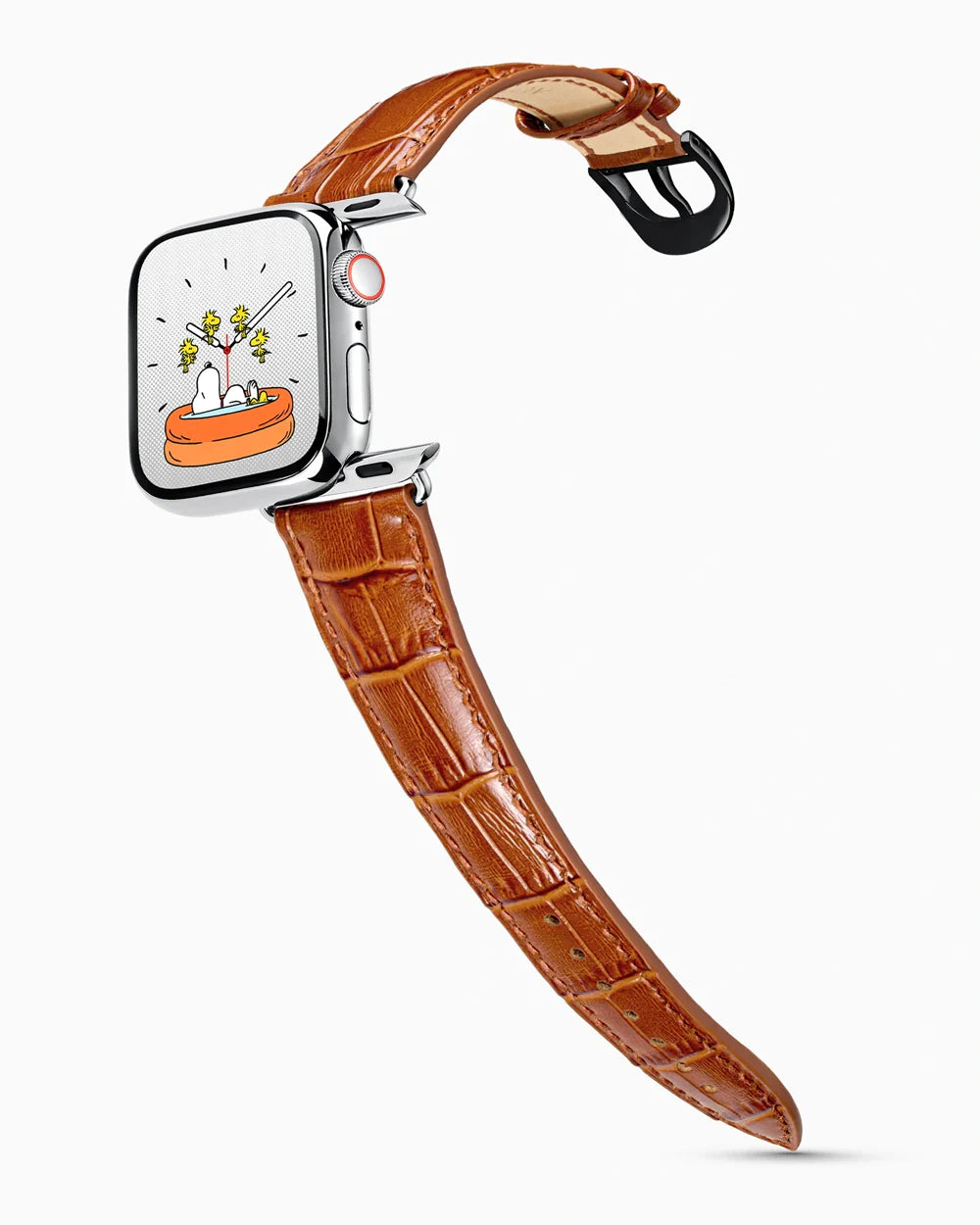 Caiman Series 3 luxury Apple Watch leather band on a Series 9 Apple Watch
