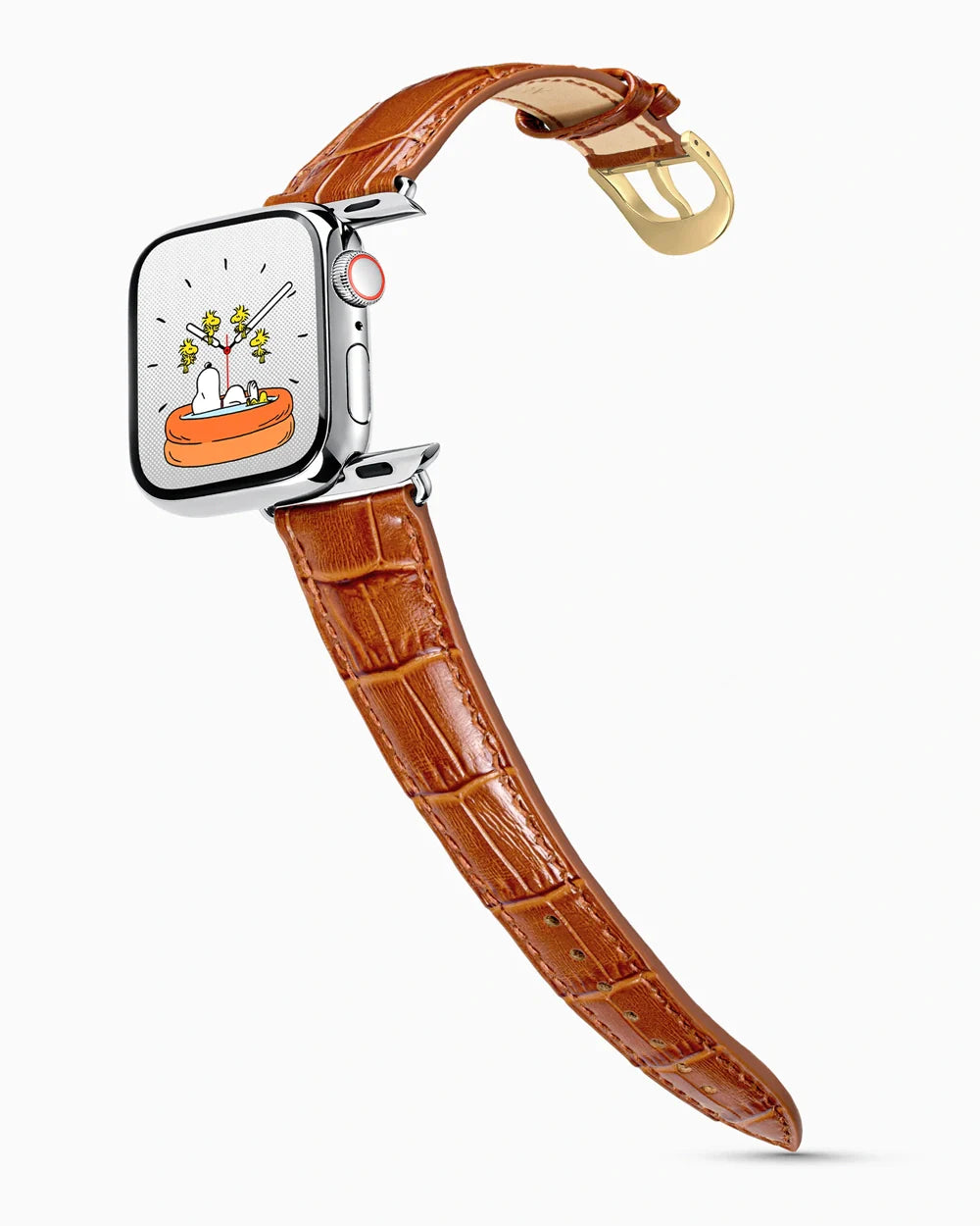 Caiman Series 3 luxury Apple Watch leather band on a Series 9 Apple Watch