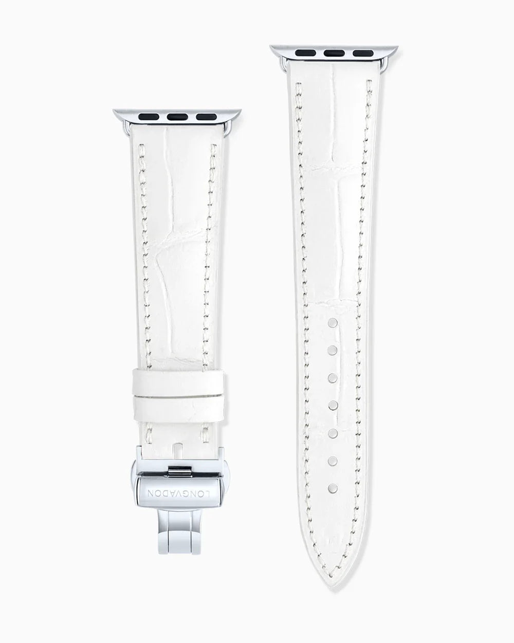 Caiman Calf designer Apple Watch leather band straight from above with clasp