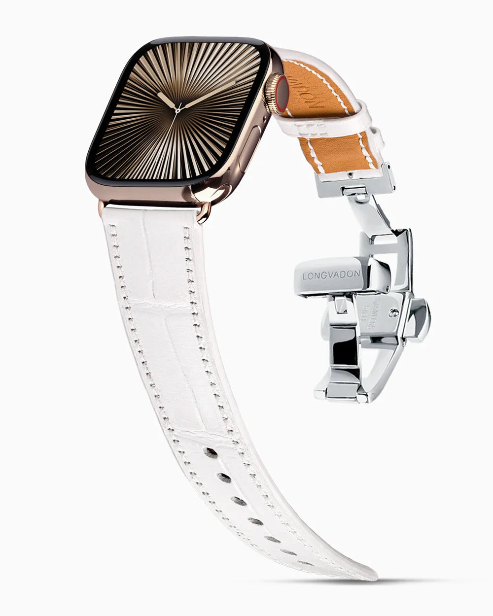 Caiman Calf designer Apple Watch leather band on a Apple Watch