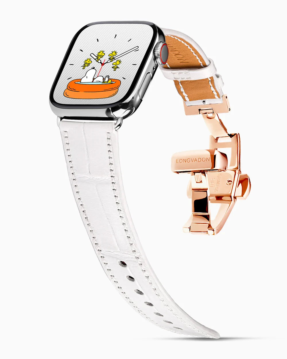 Caiman Calf designer Apple Watch leather band on a Apple Watch