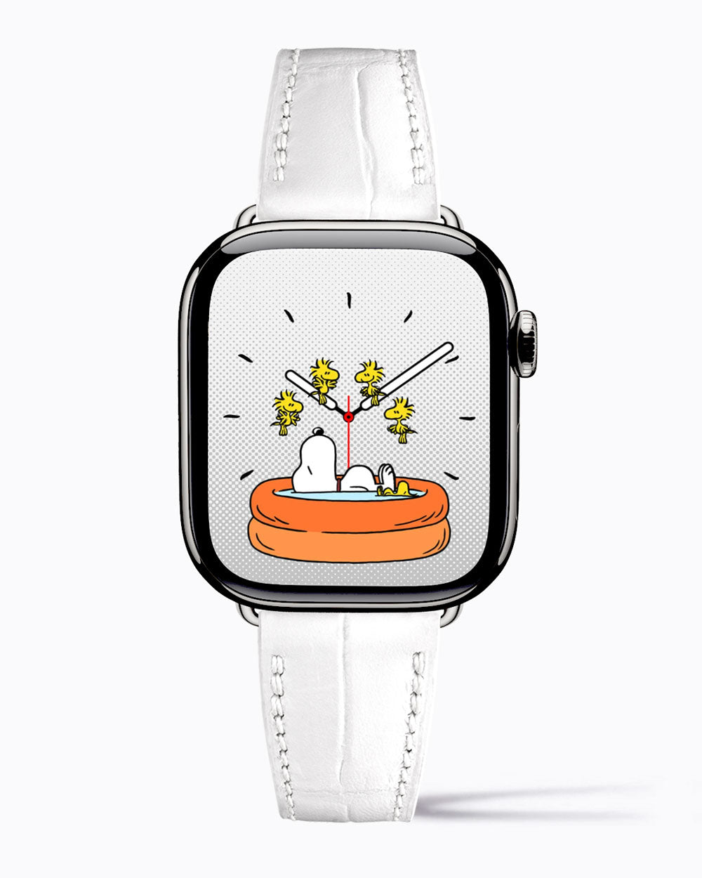 Caiman Calf Blanc Neige Designer Apple Watch Band for 45MM Series