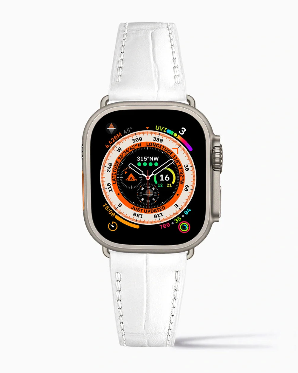 Caiman Calf designer Apple Watch leather band on a Apple Watch Ultra