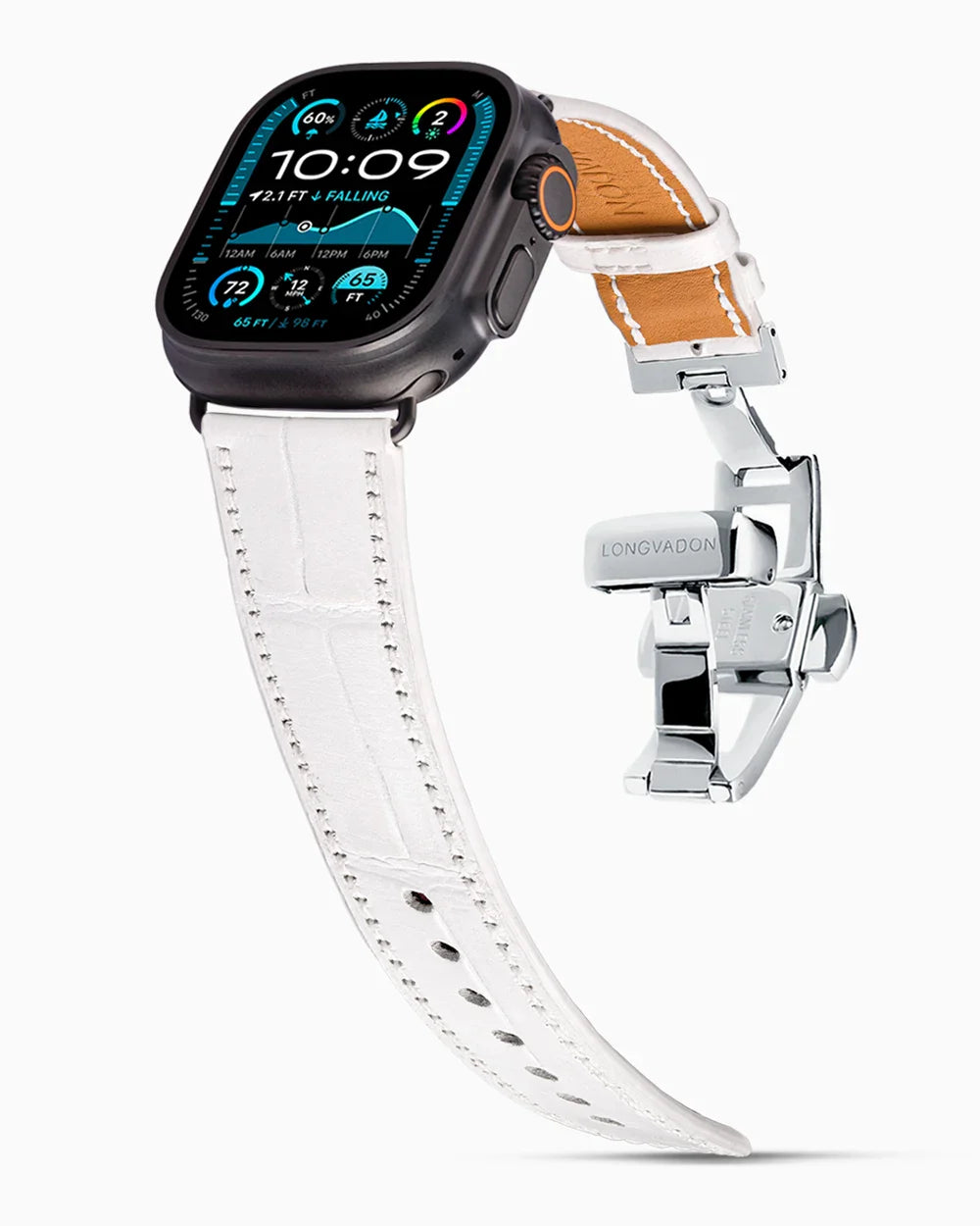 Caiman Calf designer Apple Watch leather band on a Apple Watch