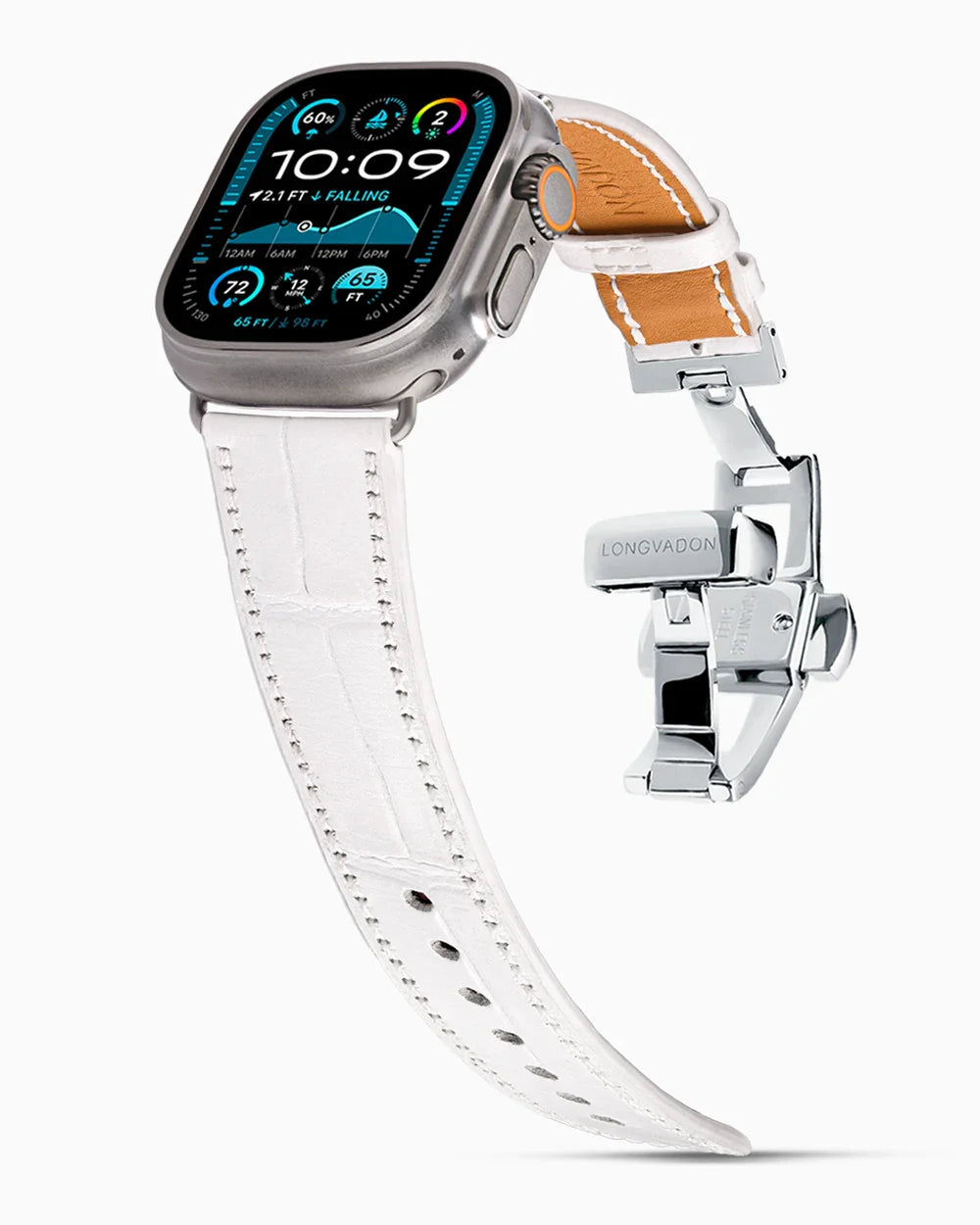 Caiman Calf designer Apple Watch leather band on a Apple Watch