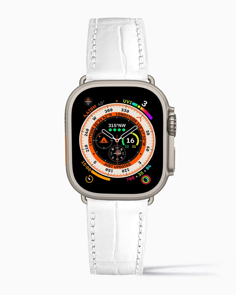 Caiman Calf designer Apple Watch leather band on a Apple Watch Ultra