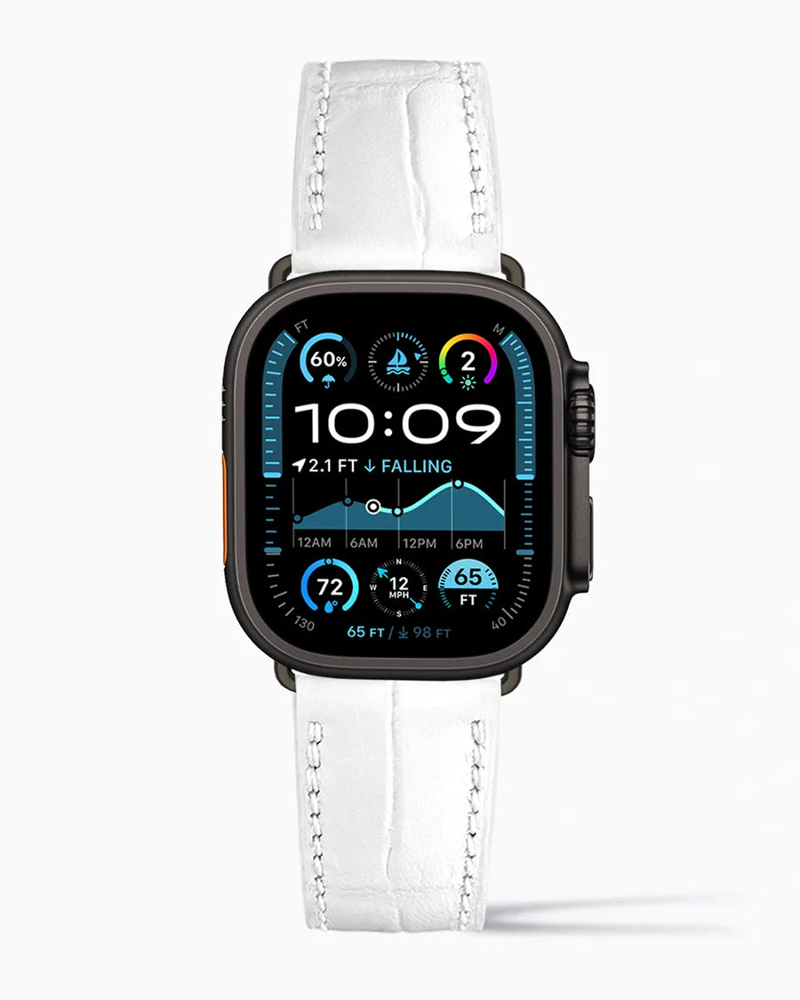 Caiman Calf designer Apple Watch leather band on a Apple Watch Ultra