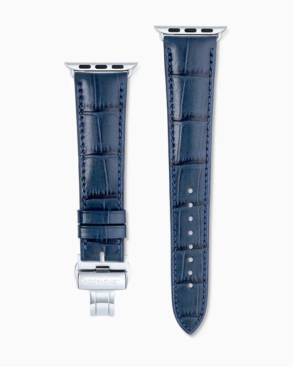 Caiman Calf designer Apple Watch leather band straight from above with clasp