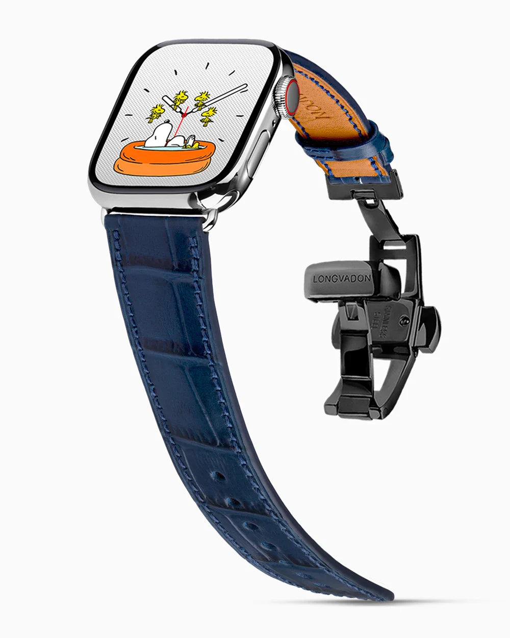 Caiman Calf designer Apple Watch leather band on a Apple Watch